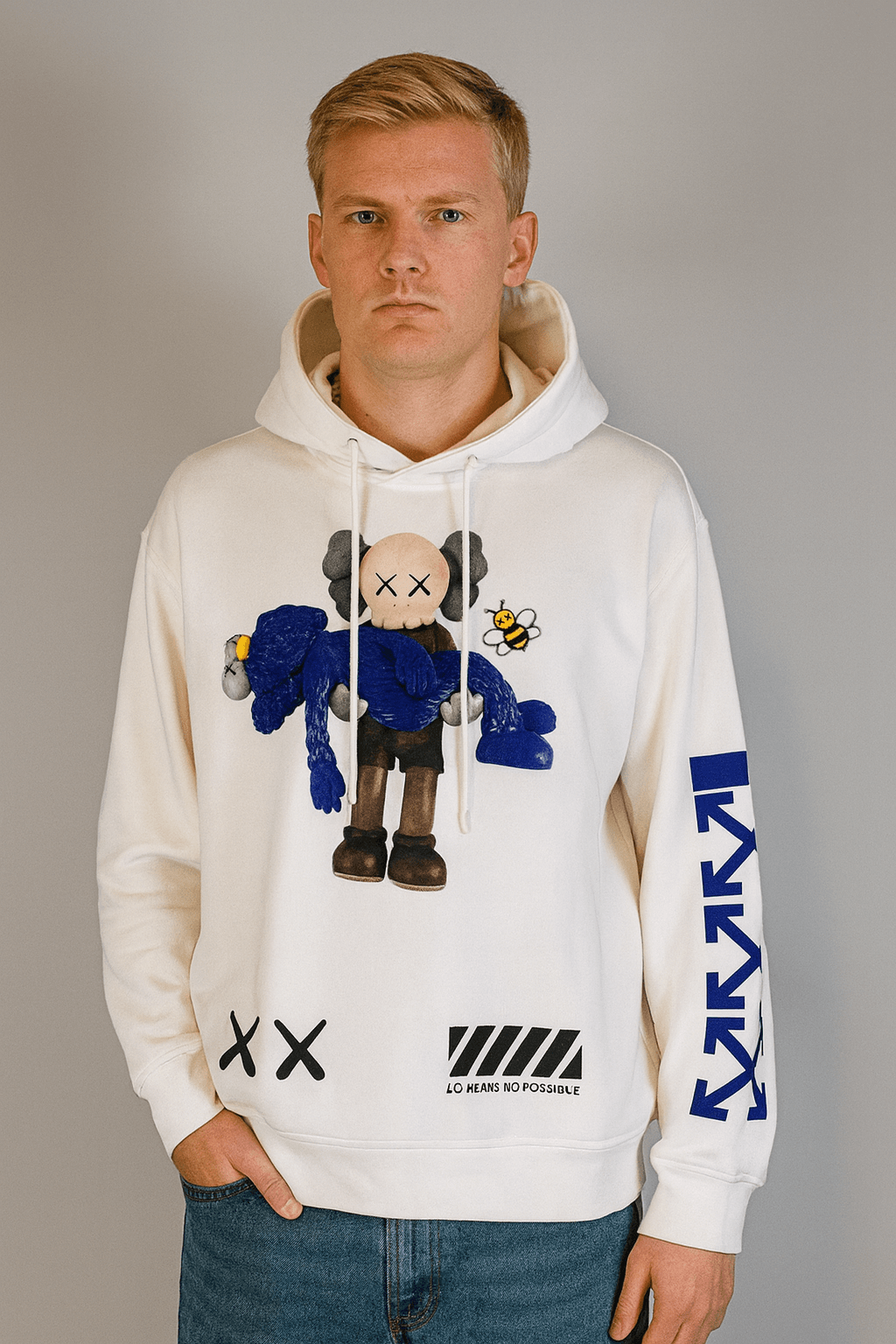 Marka Kapşonlu Önü ve Arkası Baskılı  Sweatshirt