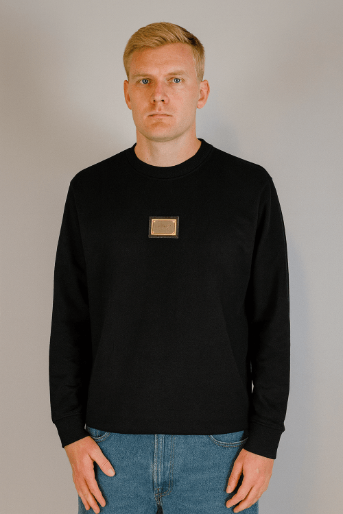 YuvarlakYaka Önünde Metal Logolu Sweatshirt