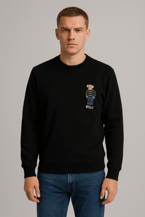 Marka Yuvarlak Yaka Göğüste Marka Logolu Sweatshirt