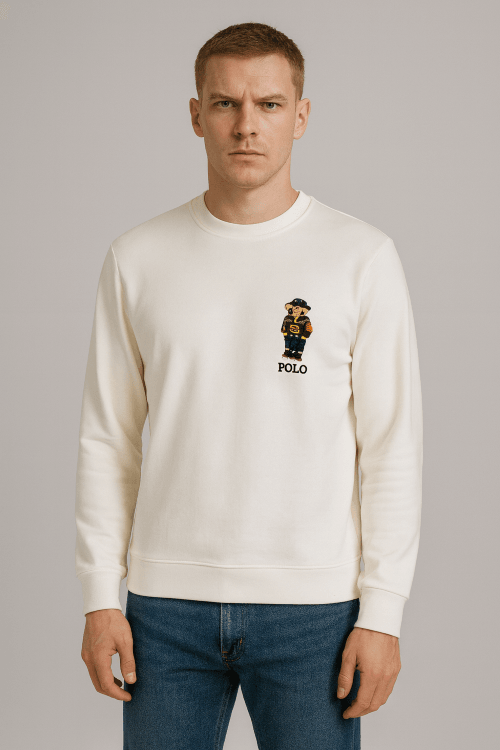 Yuvarlak Yaka Göğüste Marka Logolu Sweatshirt