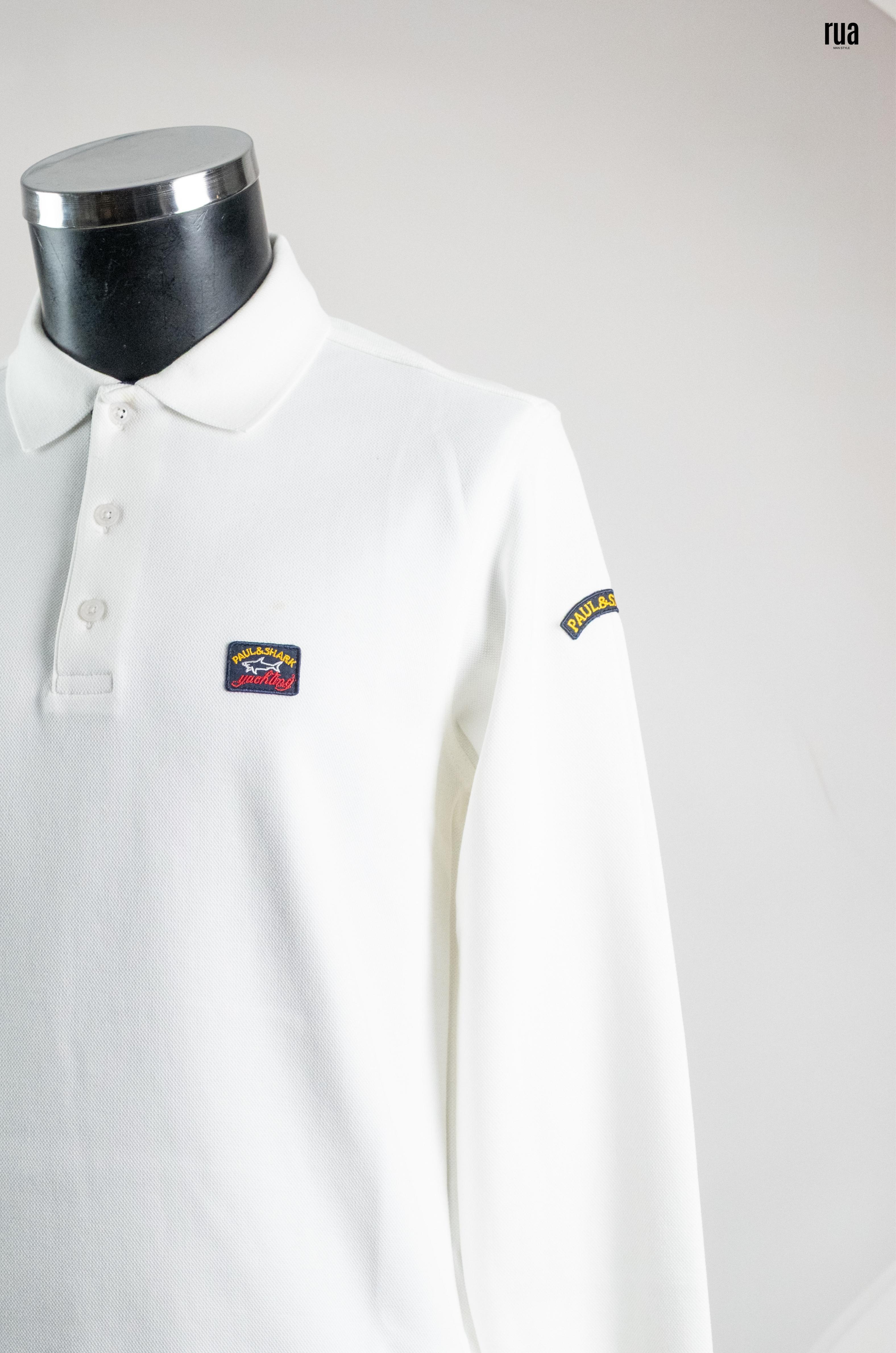 Paul & Shark Polo Yaka Uzun Kollu Tişört Beyaz