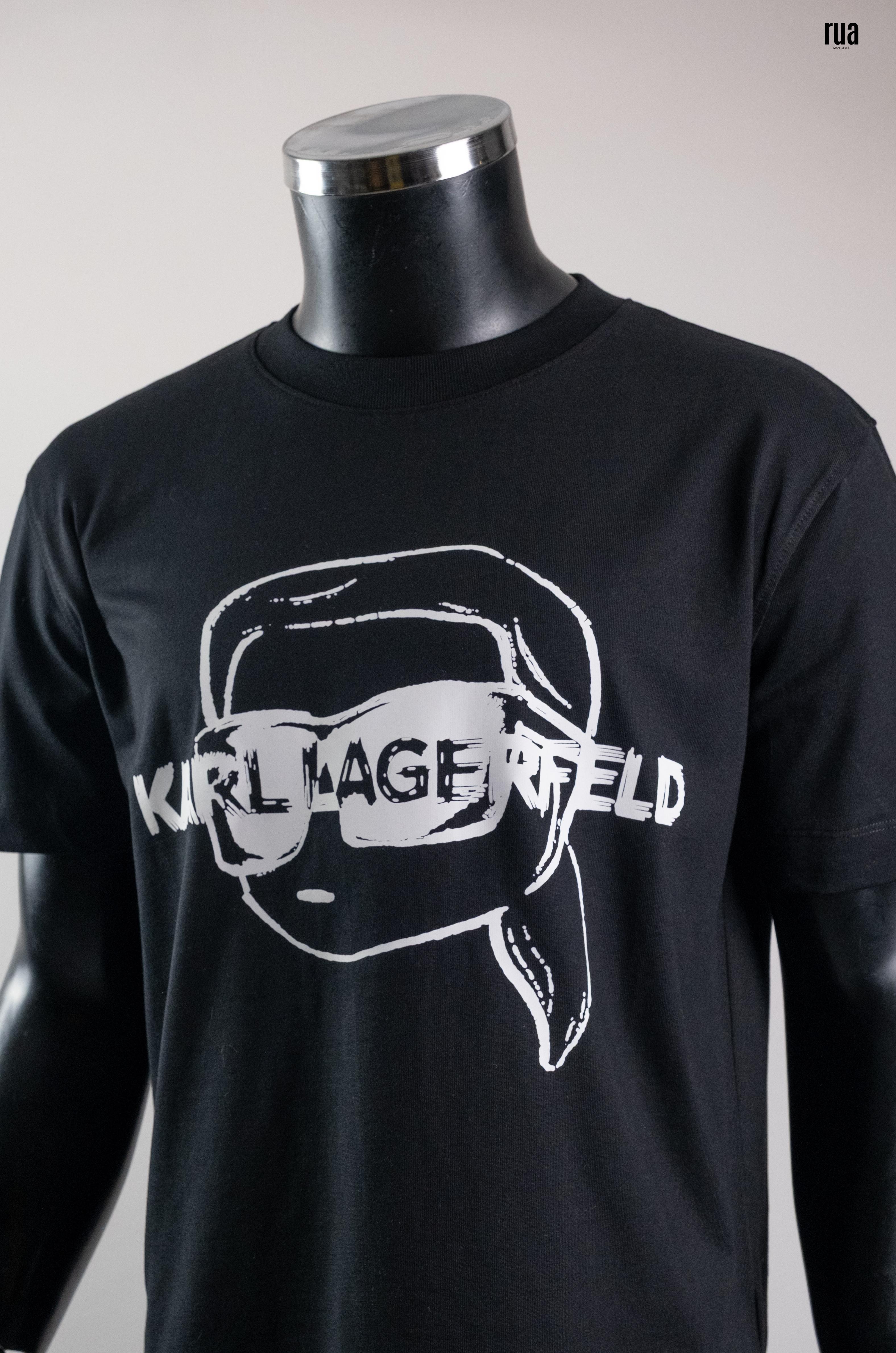 Karl Lagerfeld Yazılı ve Baskılı Tişört Siyah