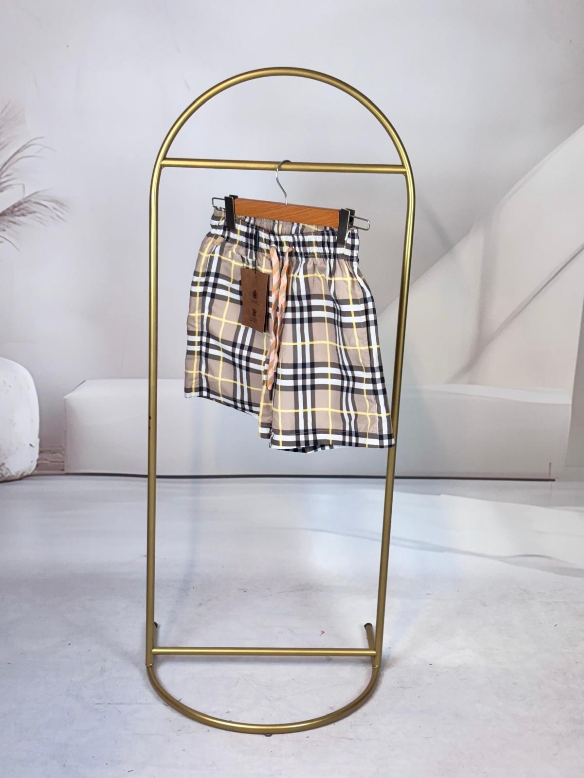 Burberry Bej Sarı Gri  Kareli Mayo Şort