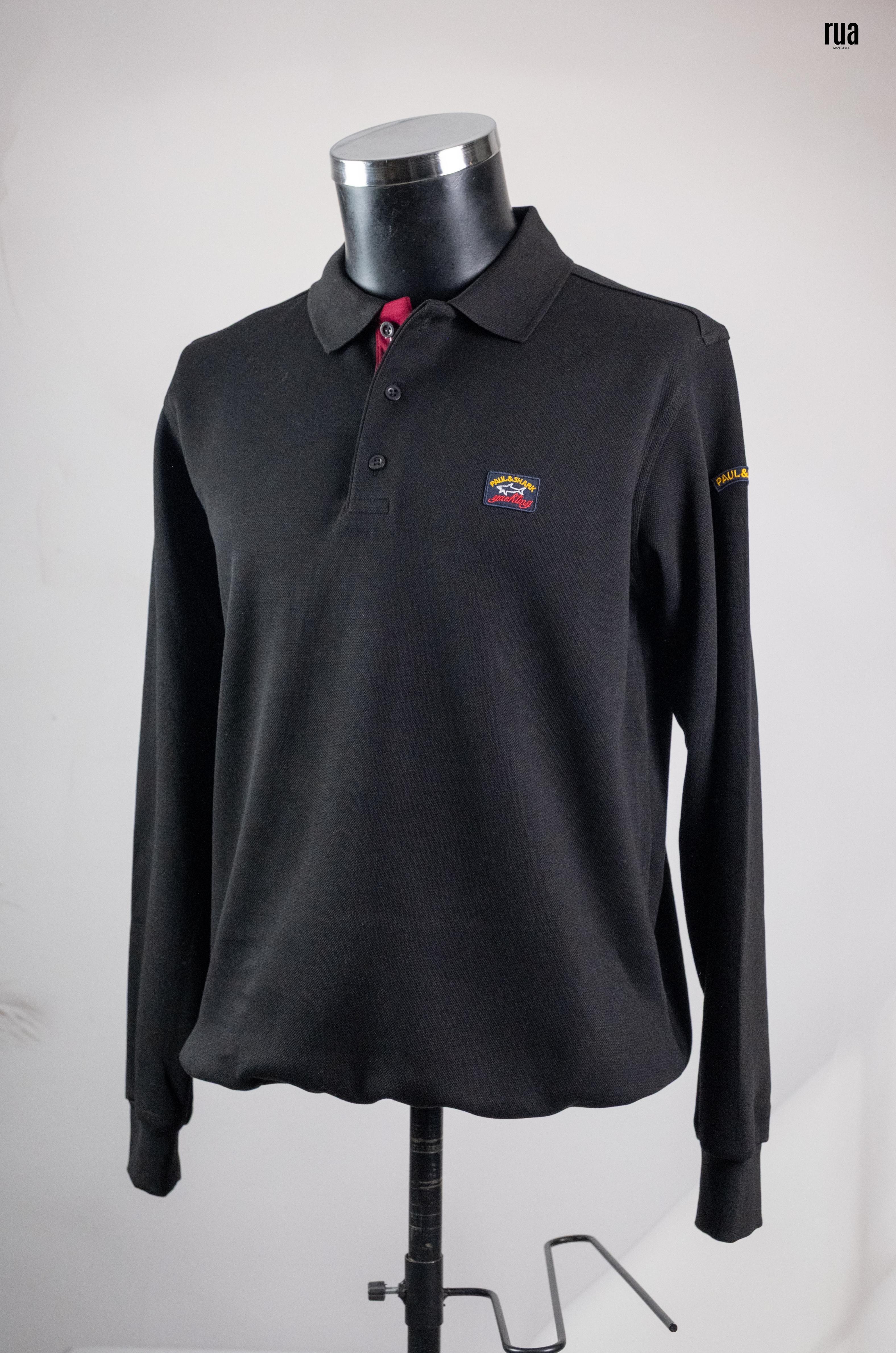 Paul & Shark Polo Yaka Uzun Kollu Tişört Siyah