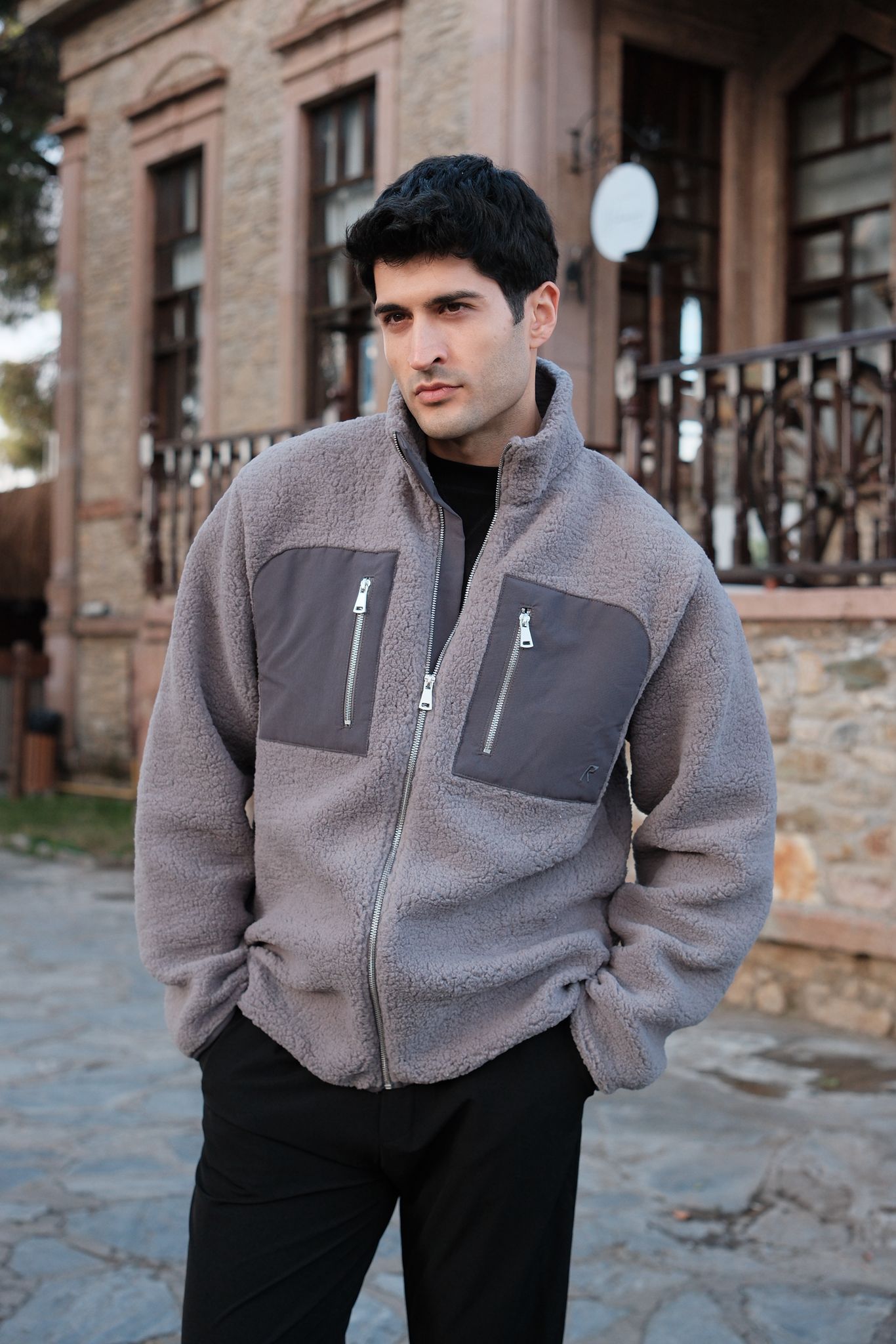 Polar Önden Fermuarlı Ceket -Gri