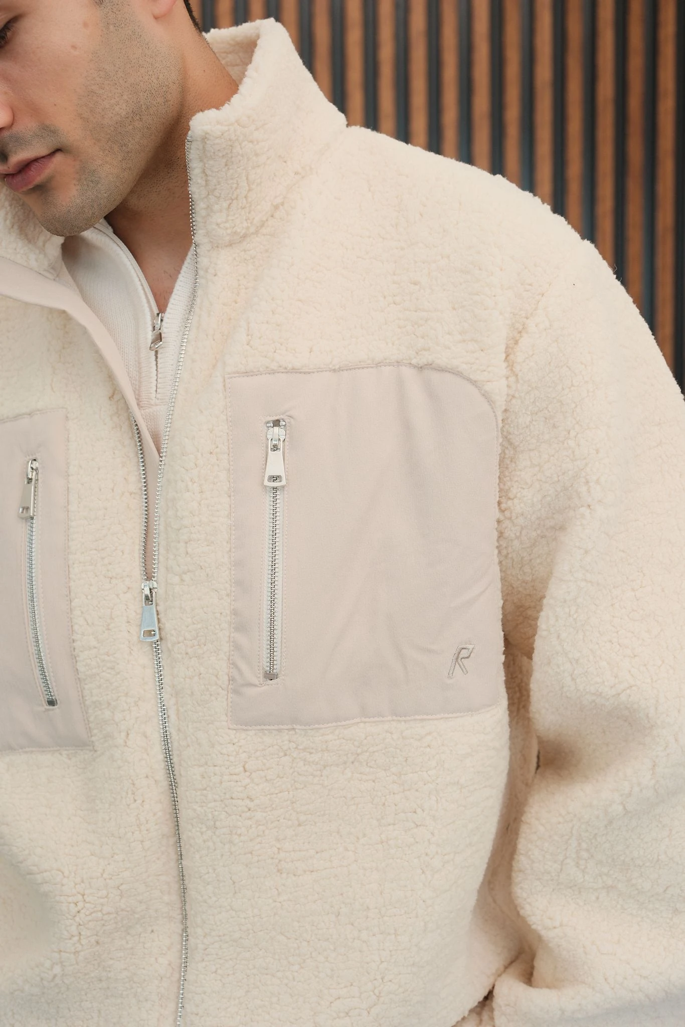 Polar Önden Fermuarlı Ceket -Krem