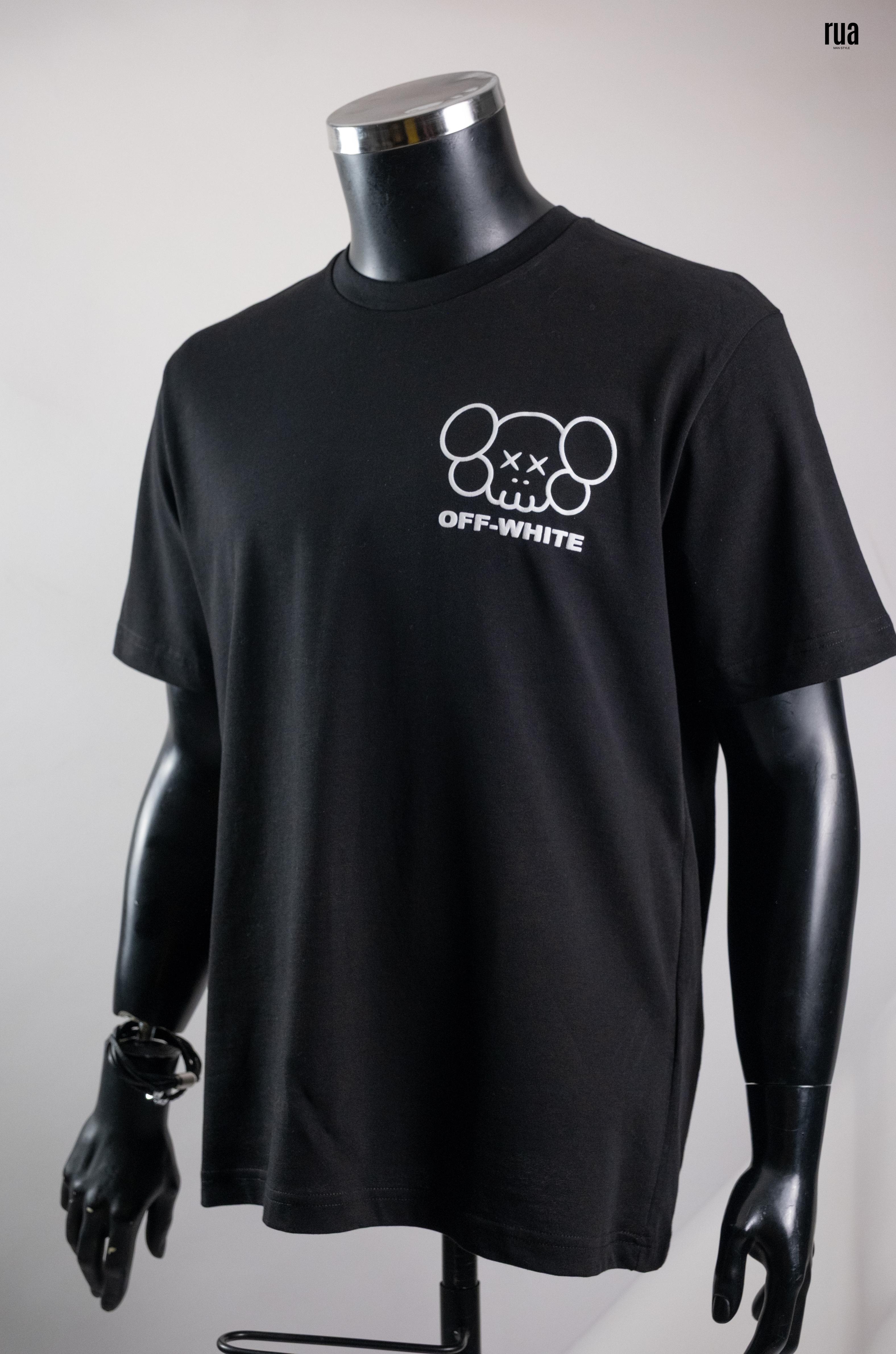 Off White Göğüs Yazılı ve Arkası Baskılı Tişört Siyah