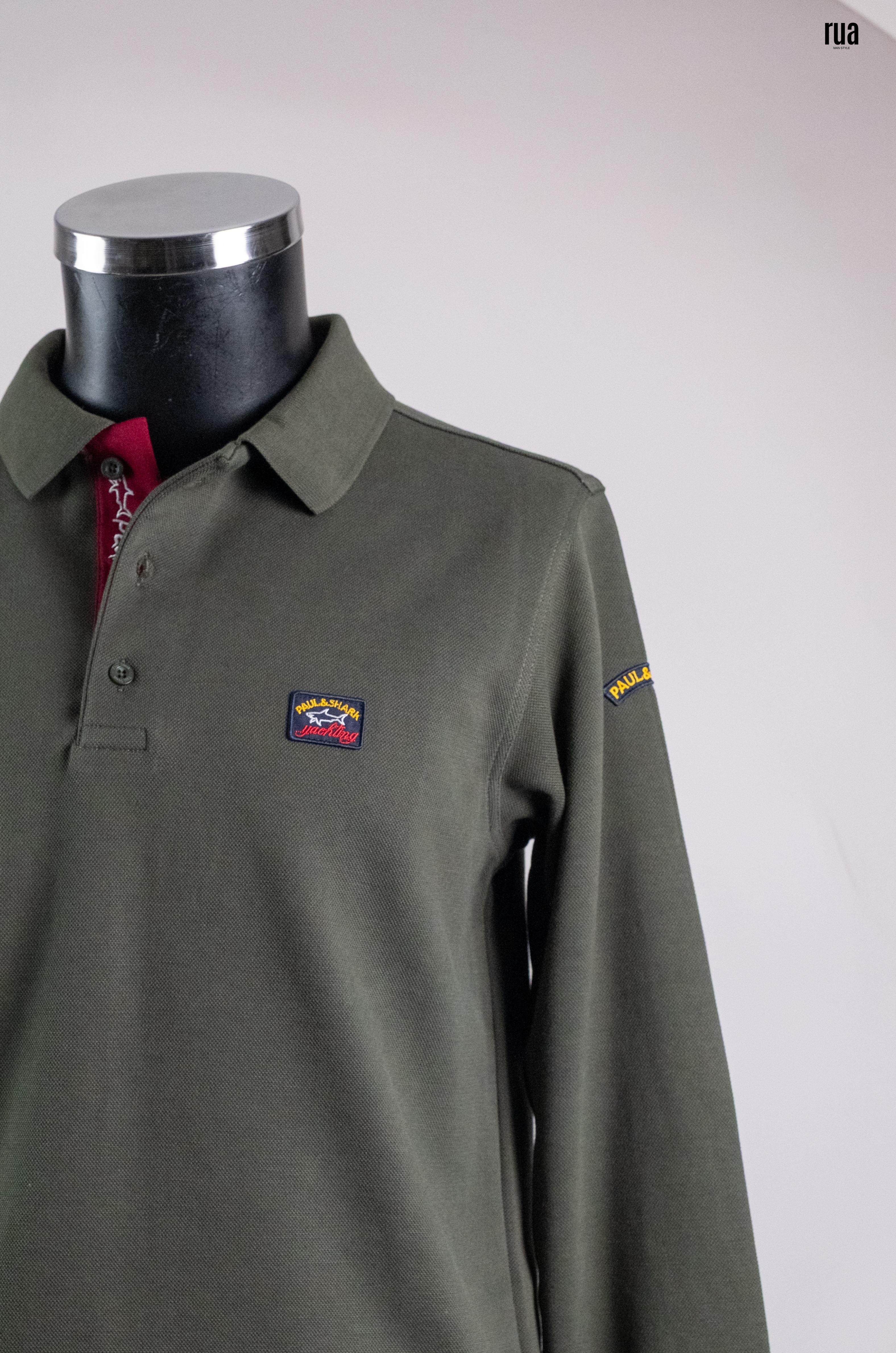 Paul & Shark Polo Yaka Uzun Kollu Tişört Yeşil