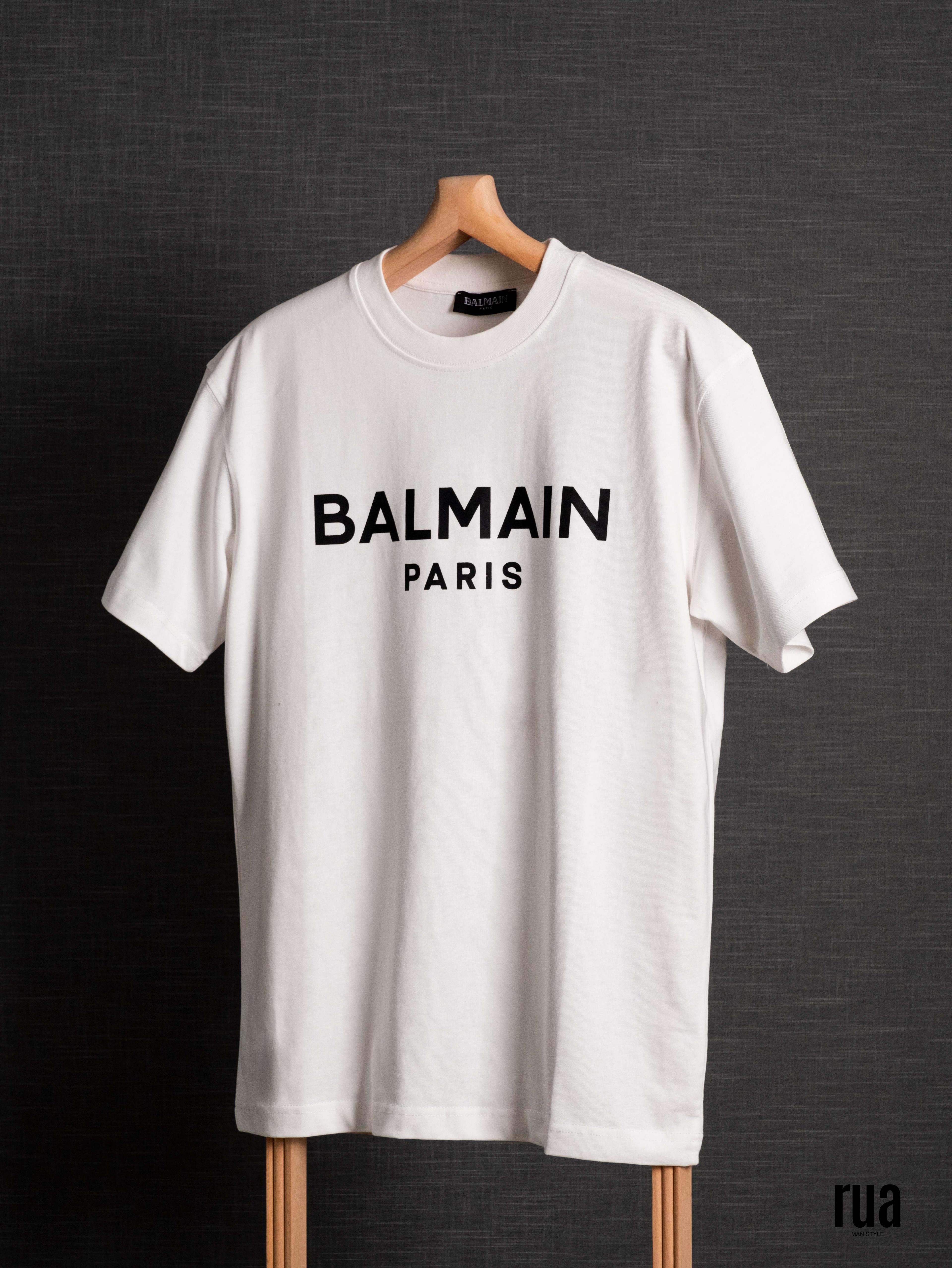 Brand PARIS Schriftzug T-Shirt Weiß -BALMAIN