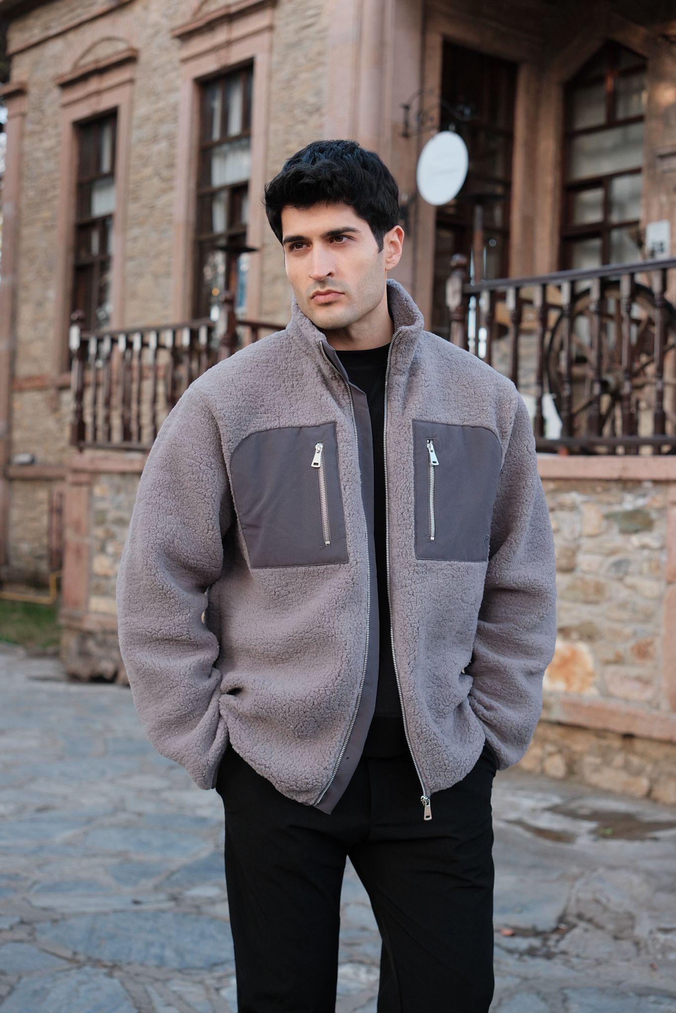 Polar Önden Fermuarlı Ceket -Gri