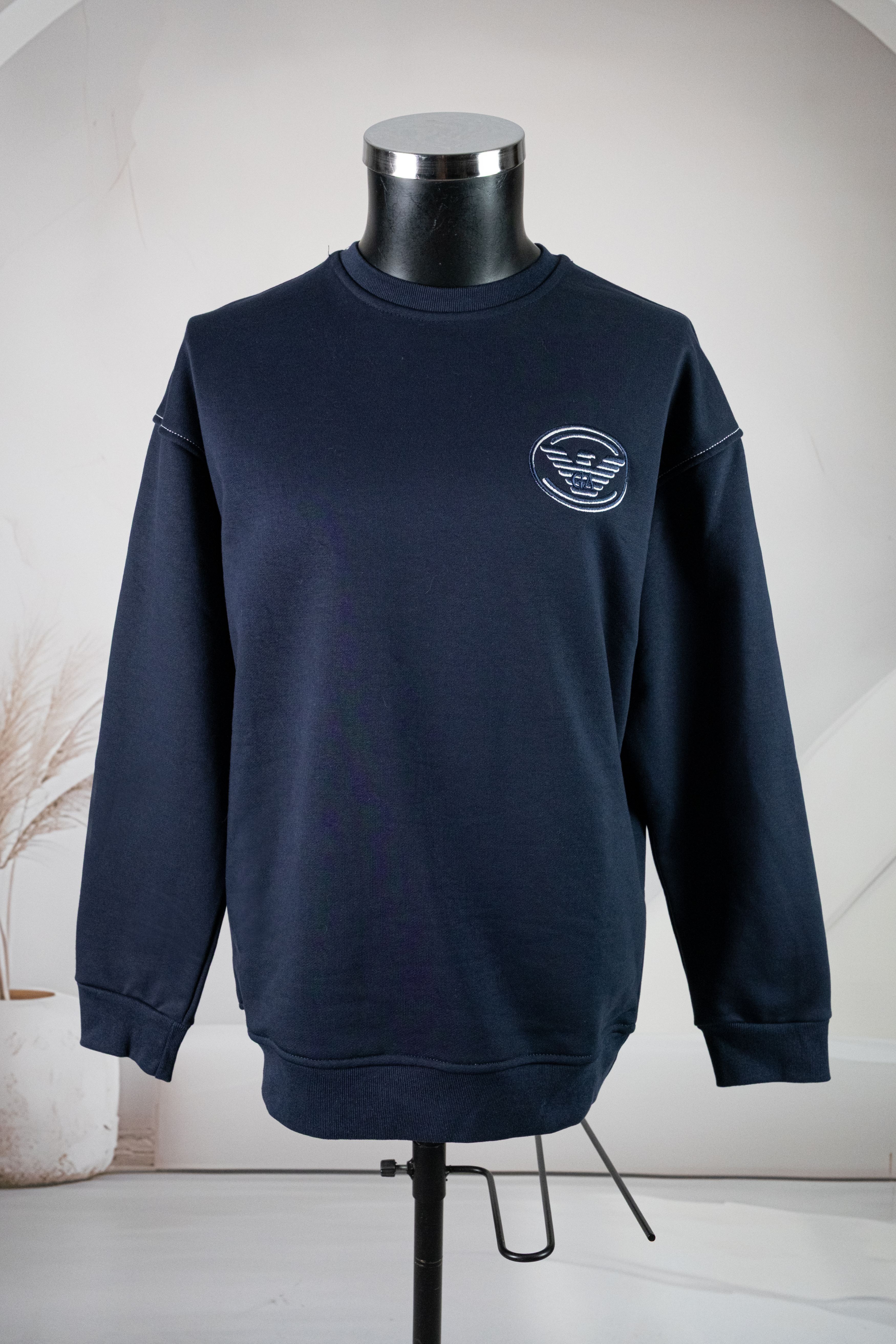 Emporio Armani Yuvarlak Yaka Gögüste Logolu Lacivert Sweatshirt
