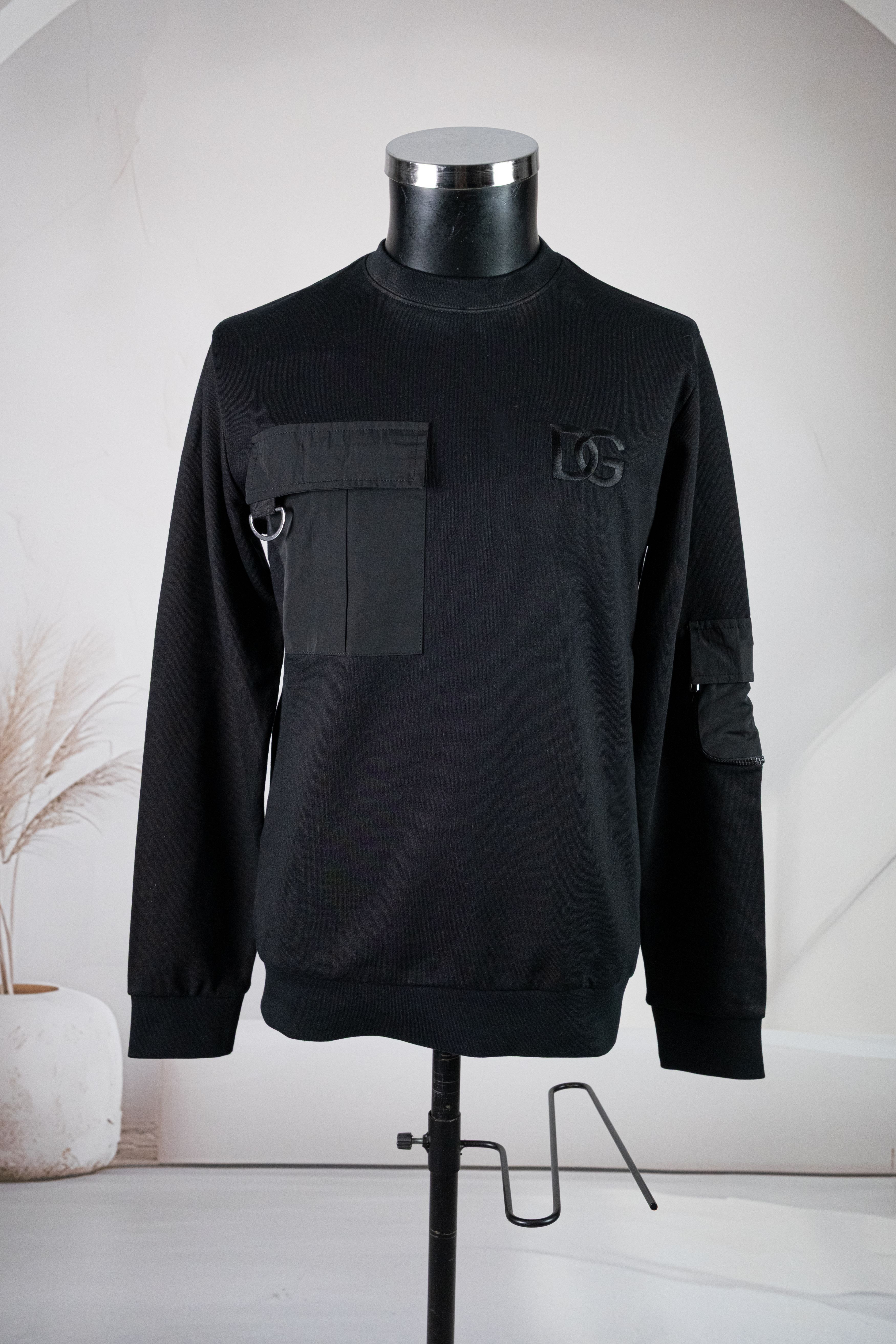 Dolce Gabbana Cep Detaylı Yuvarlak Yaka Siyah Sweatshirt