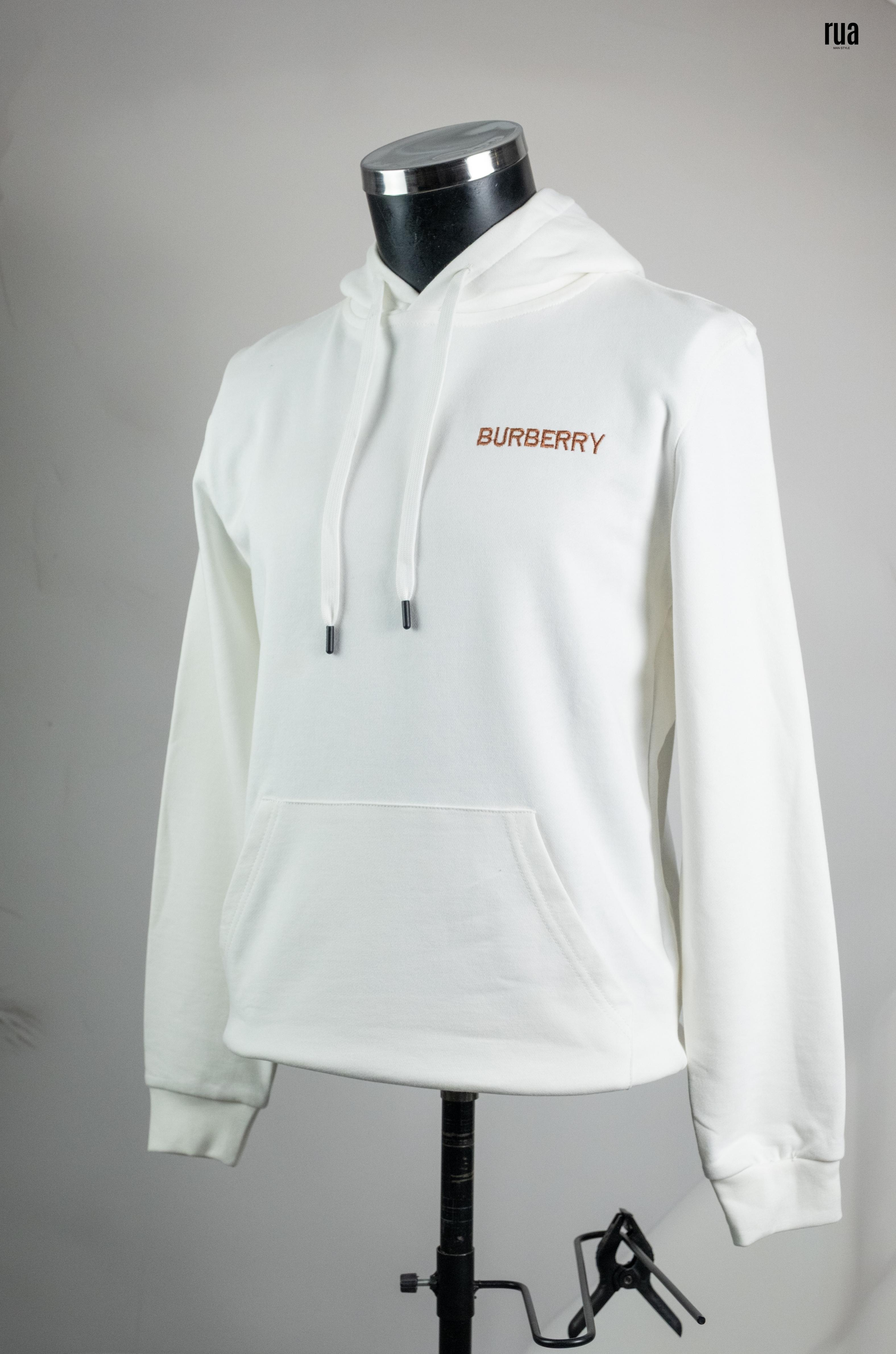 Brbry Kapşonlu Arkası Baskılı Sweatshirt Beyaz