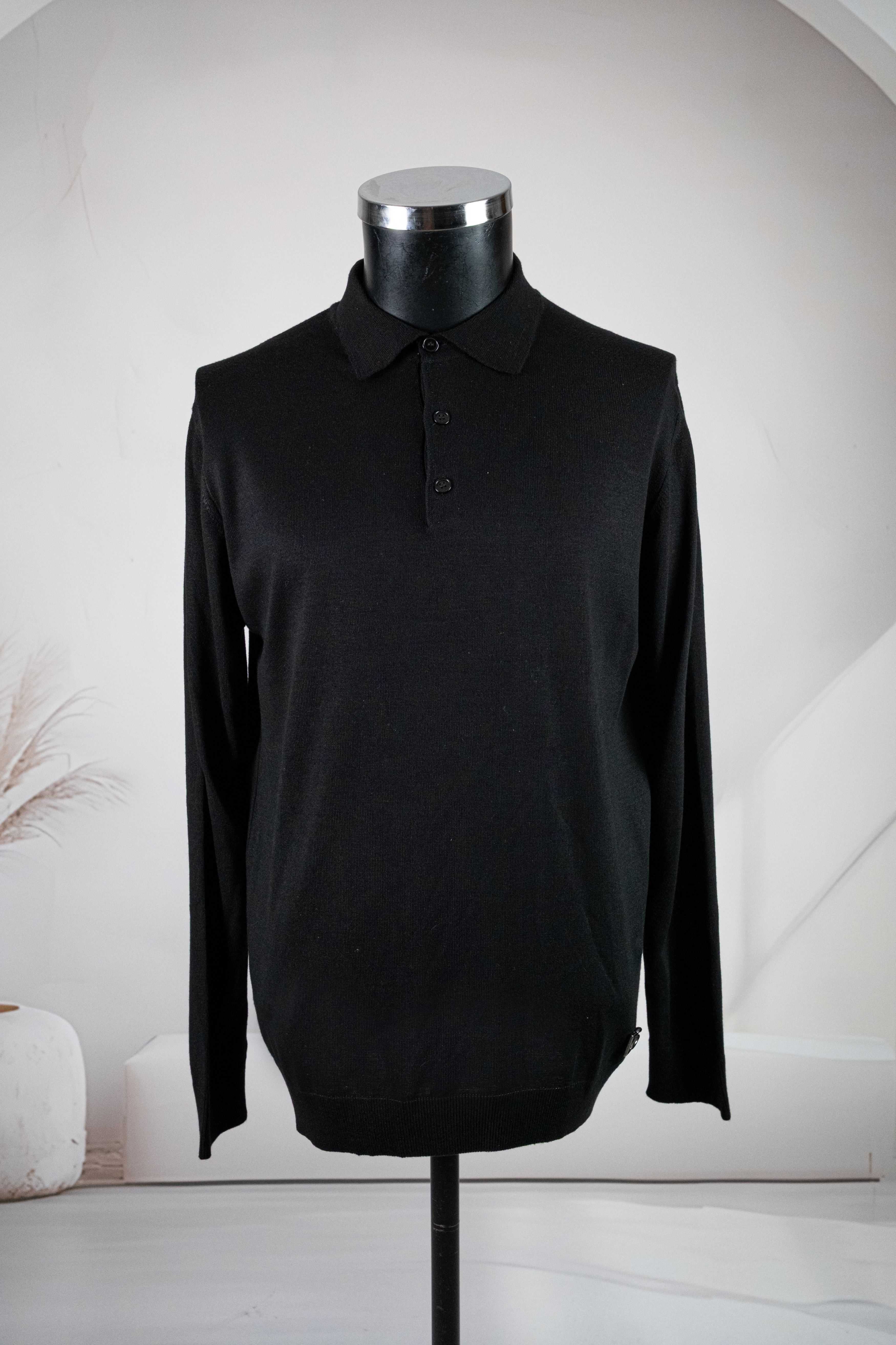 Dolce Gabbana Siyah Polo Yaka Uzun Kol Triko