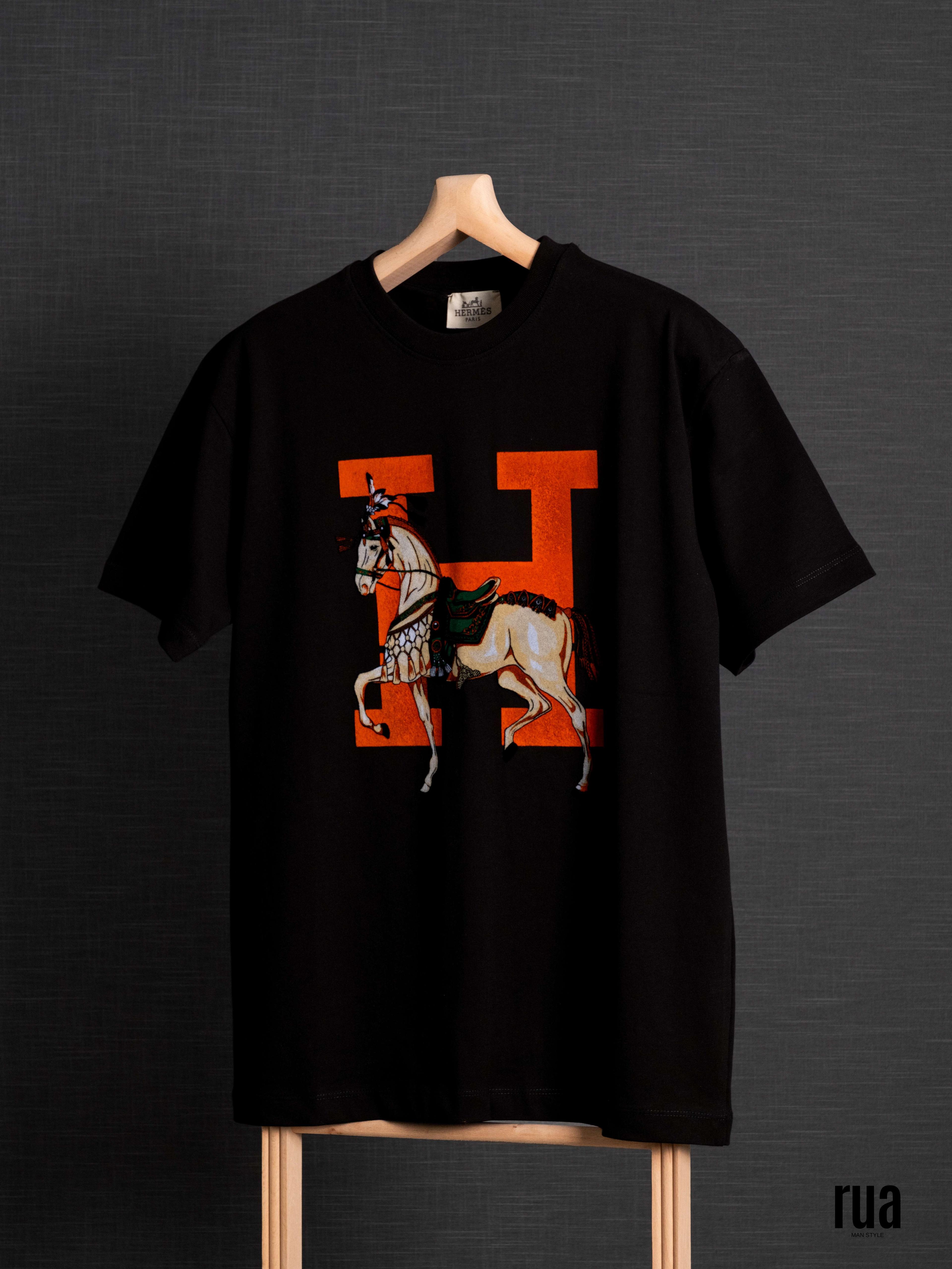 H Baskılı Tshirt-HERMES