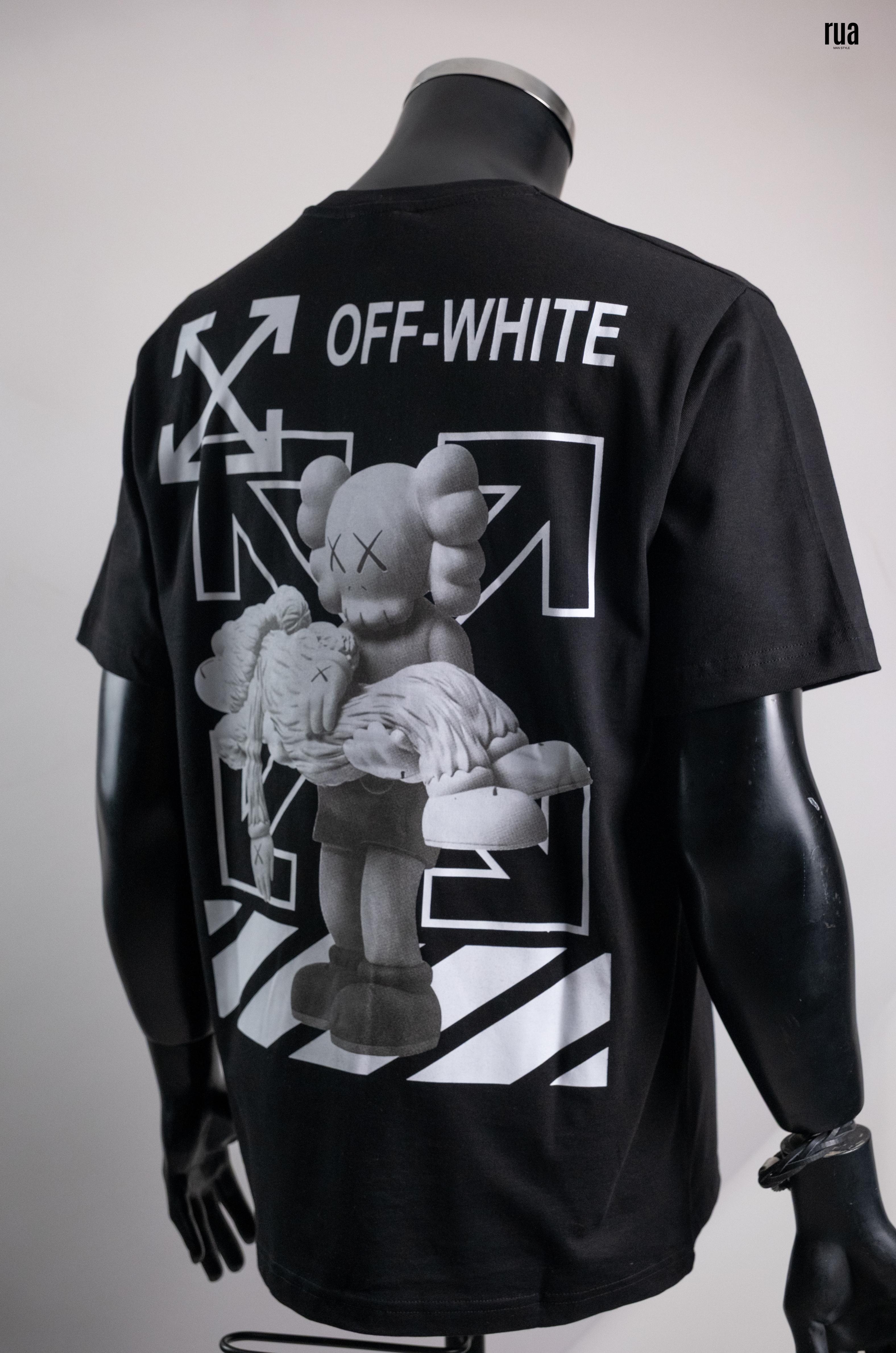 Off White Göğüs Yazılı ve Arkası Baskılı Tişört Siyah