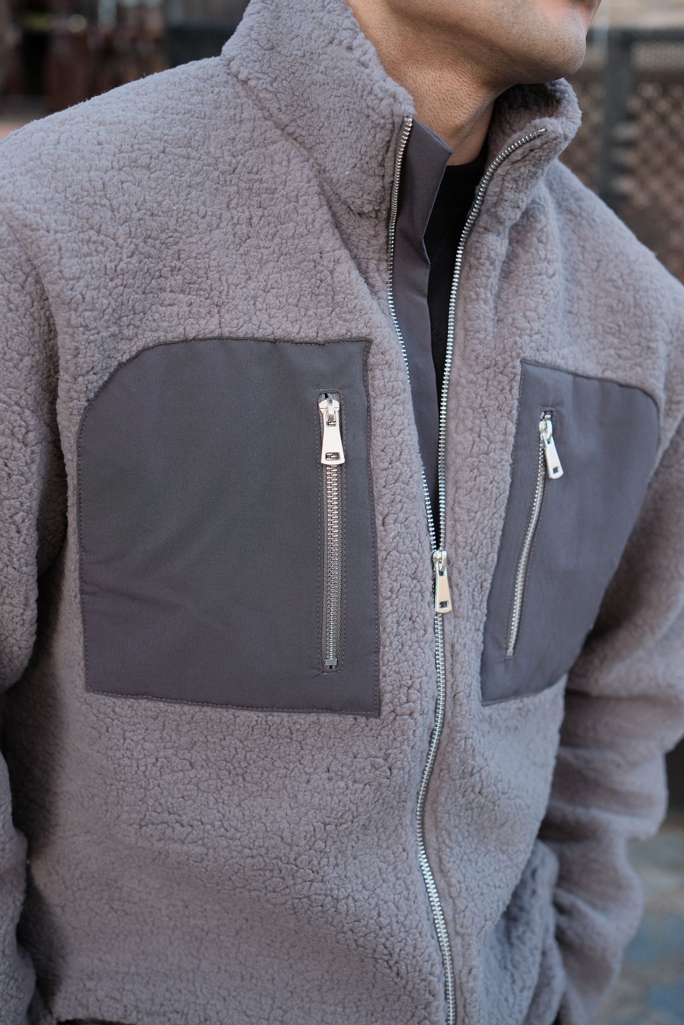 Polar Önden Fermuarlı Ceket -Gri