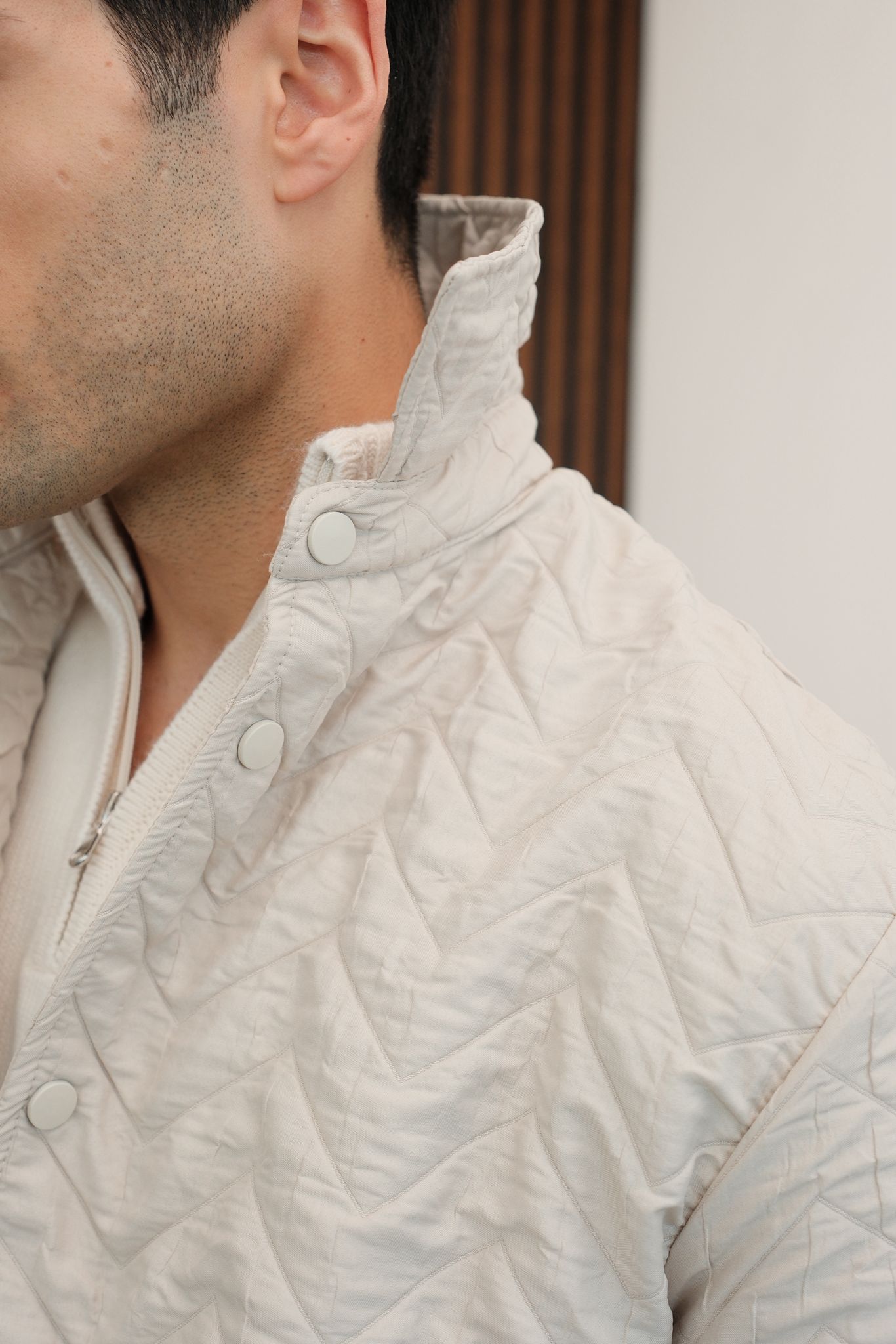 İnce Kapitoneli Ceket-Bej