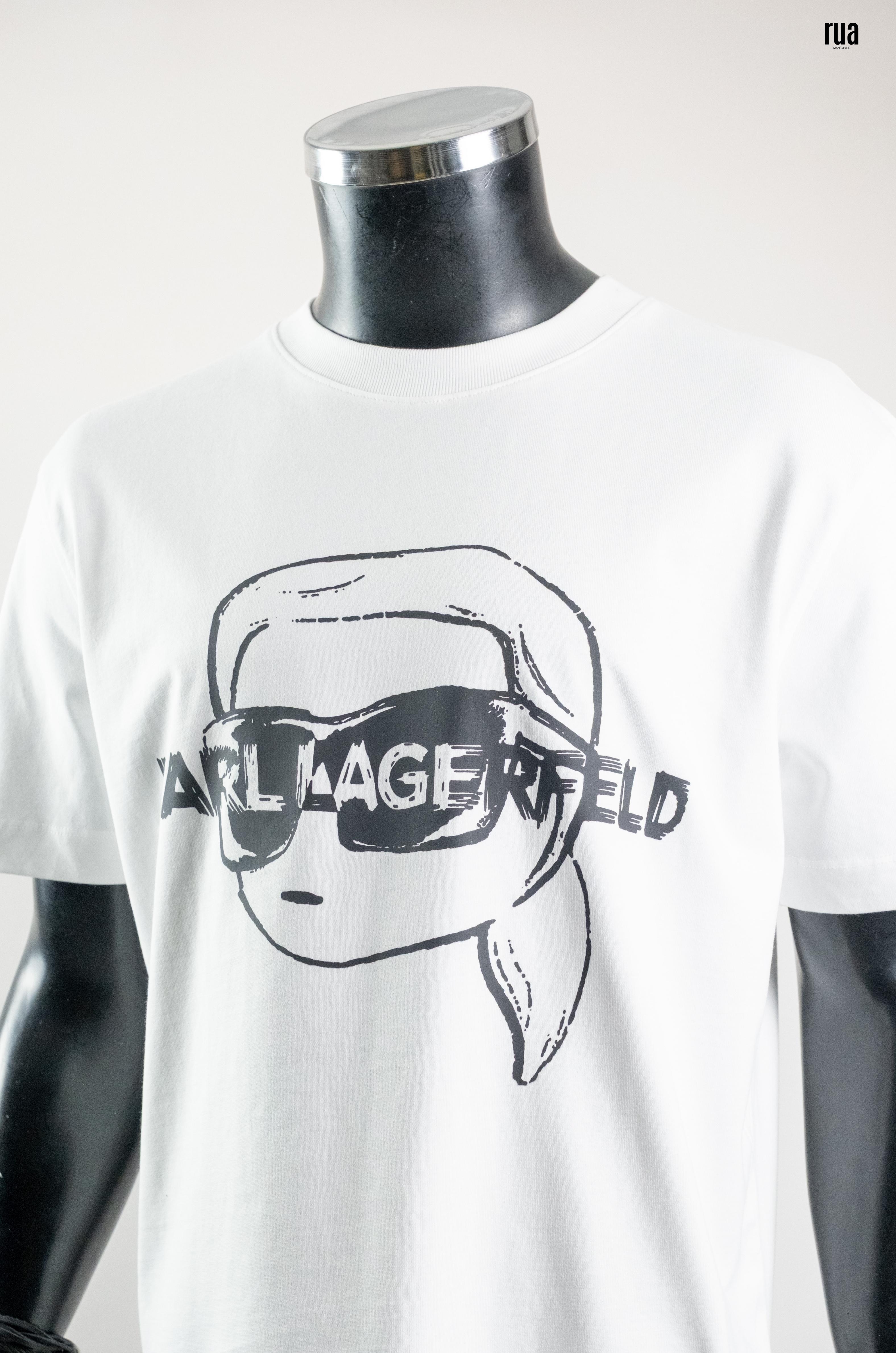Karl Lagerfeld Yazılı ve Baskılı Tişört Beyaz