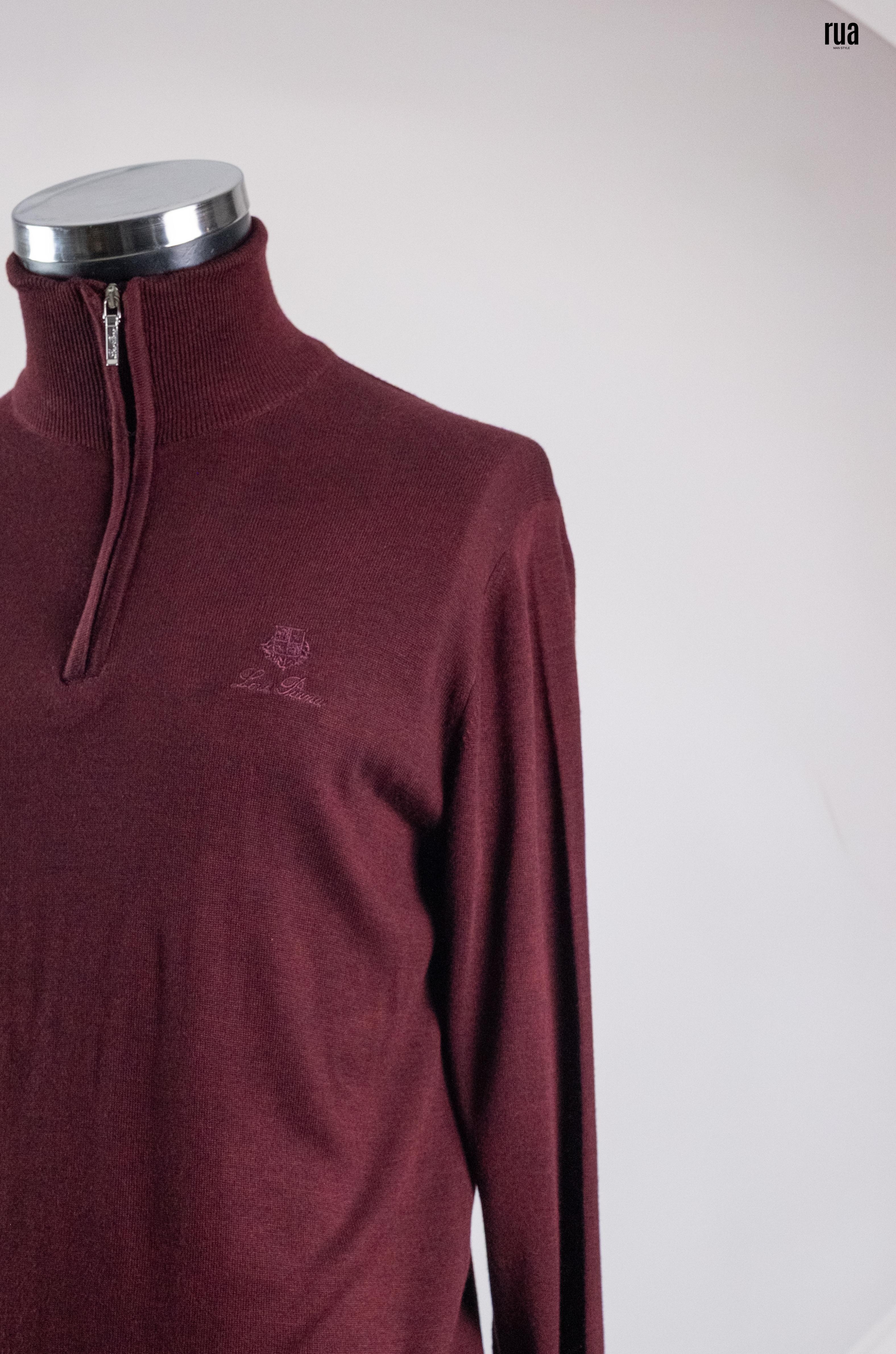 Loro Piana Yarım Fermuarlı Kazak Bordo