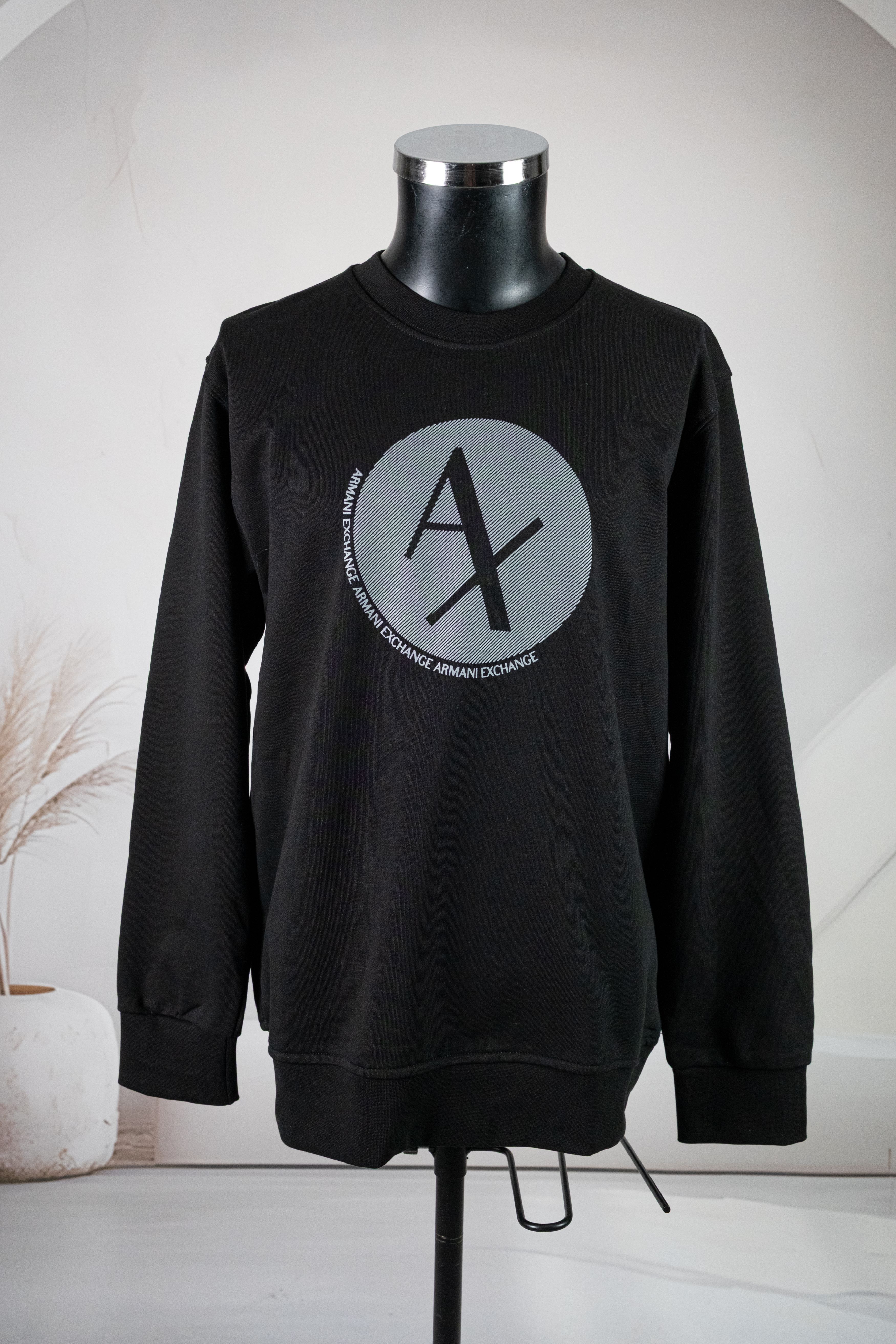 Exchange Armani Siyah Yuvarlak Yaka Marka Baskılı Sweatshirt