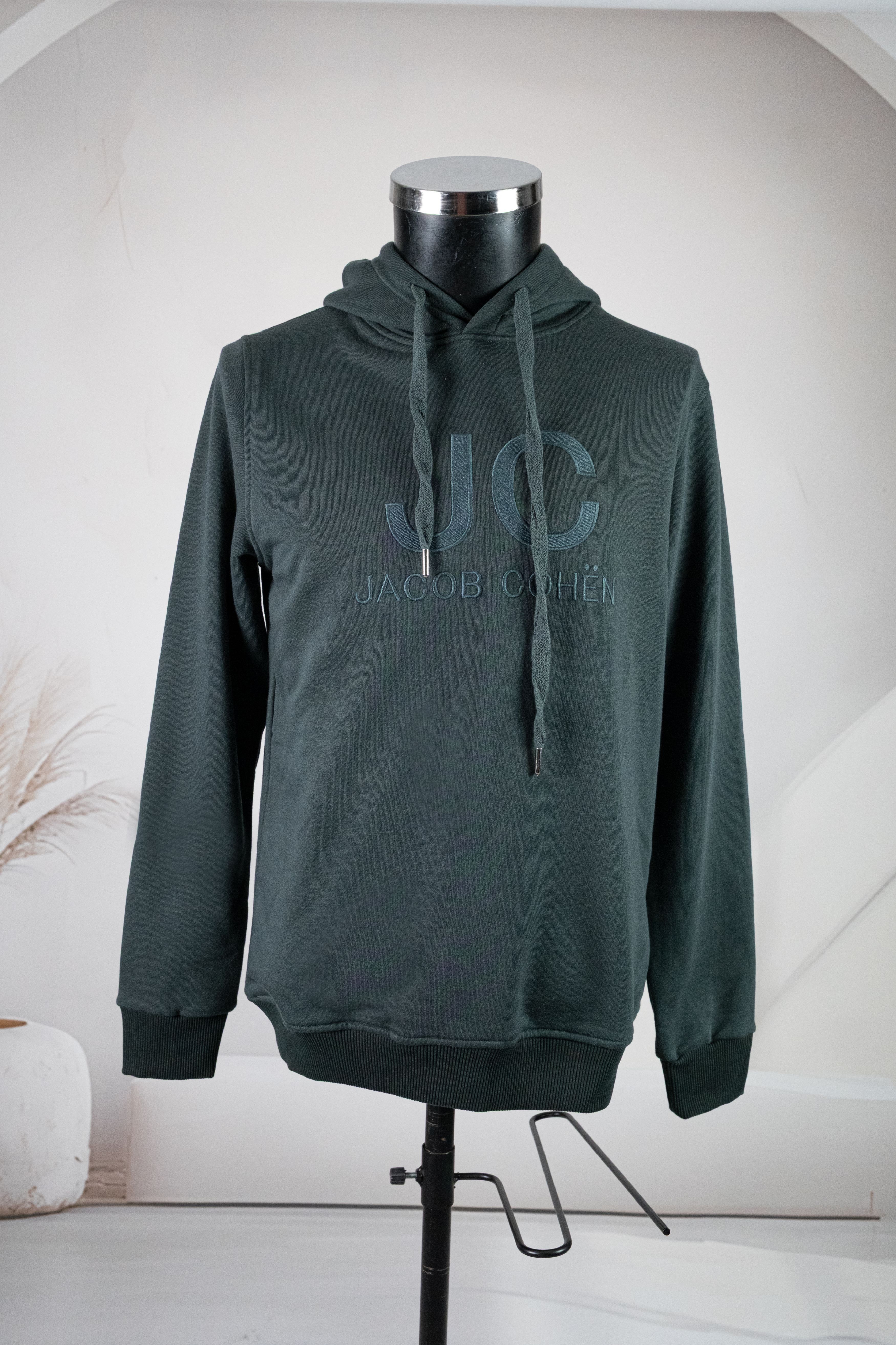 Jacob Cohen Yeşil Kapşonlu Gögüs Marka Baskılı Sweatshirt