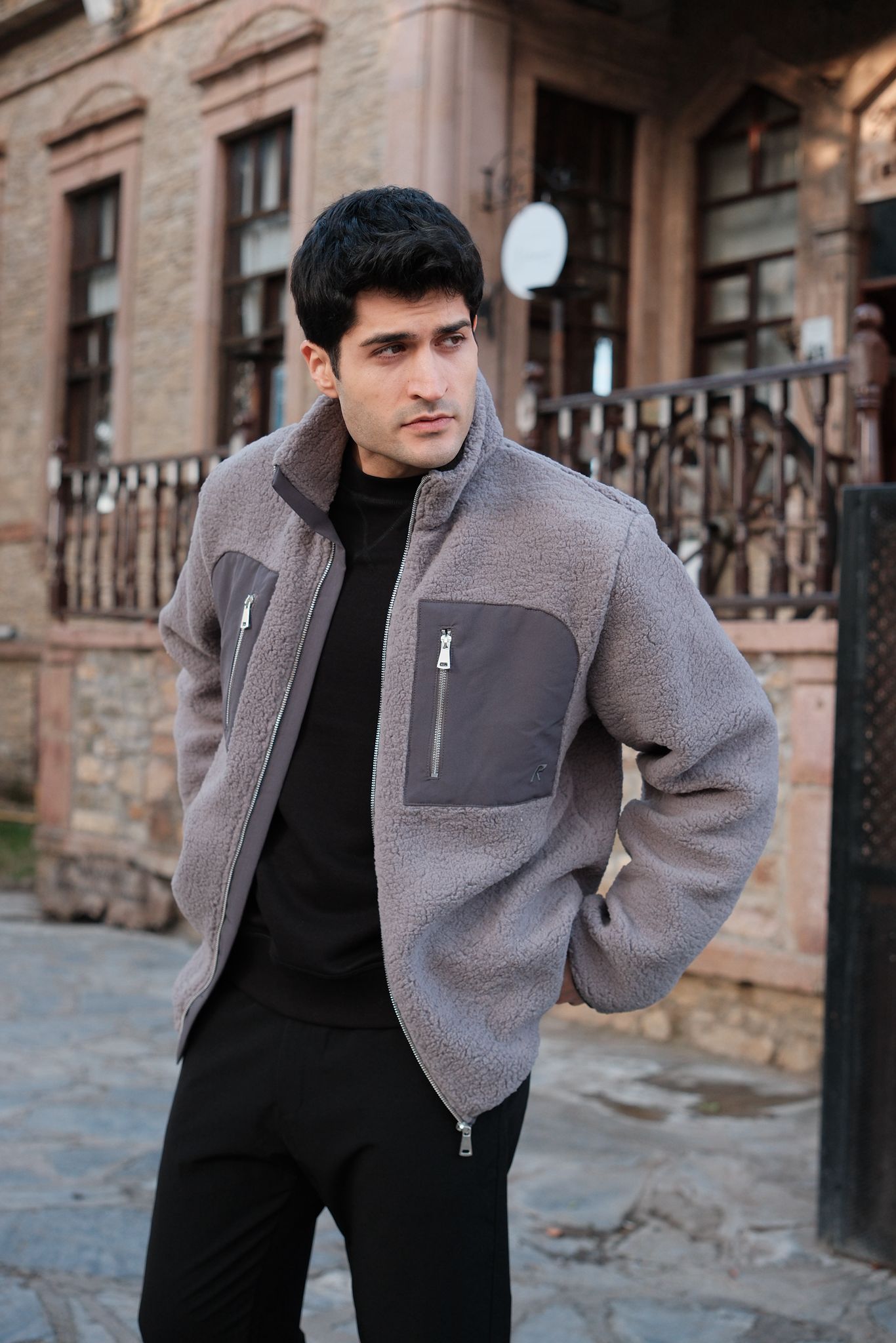 Polar Önden Fermuarlı Ceket -Gri