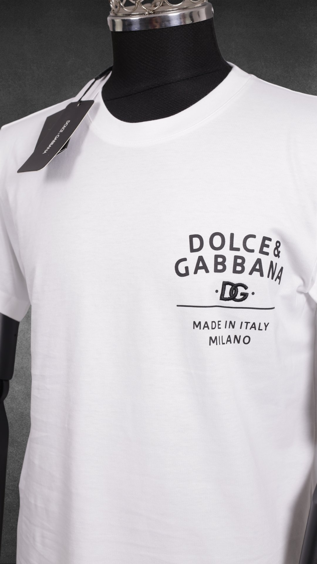Sıfır Yaka Made İn ITALY Basklılı Tişört Beyaz