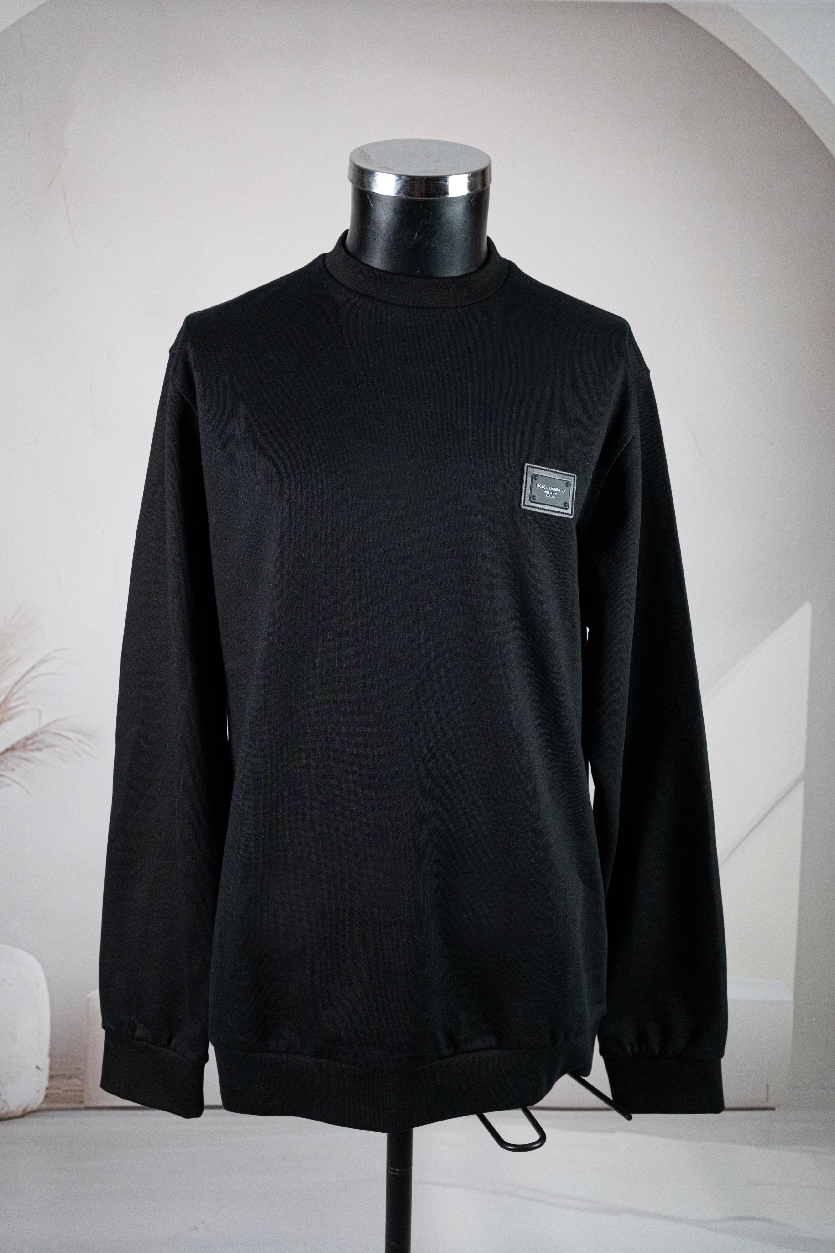 Dolce Gabbana Yuvarlak Yaka Göğüste Logolu Siyah Sweatshirt