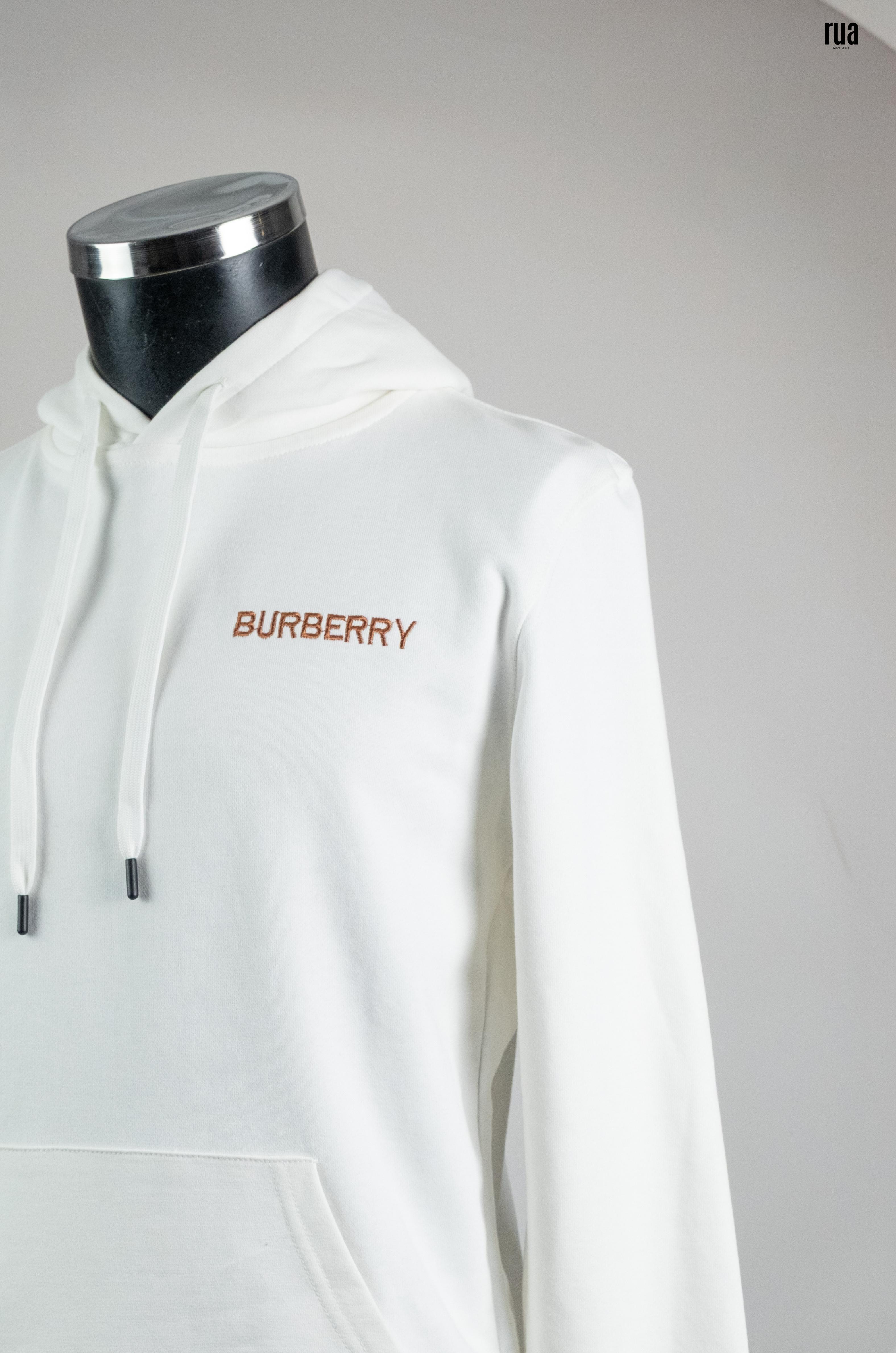 Brbry Kapşonlu Arkası Baskılı Sweatshirt Beyaz