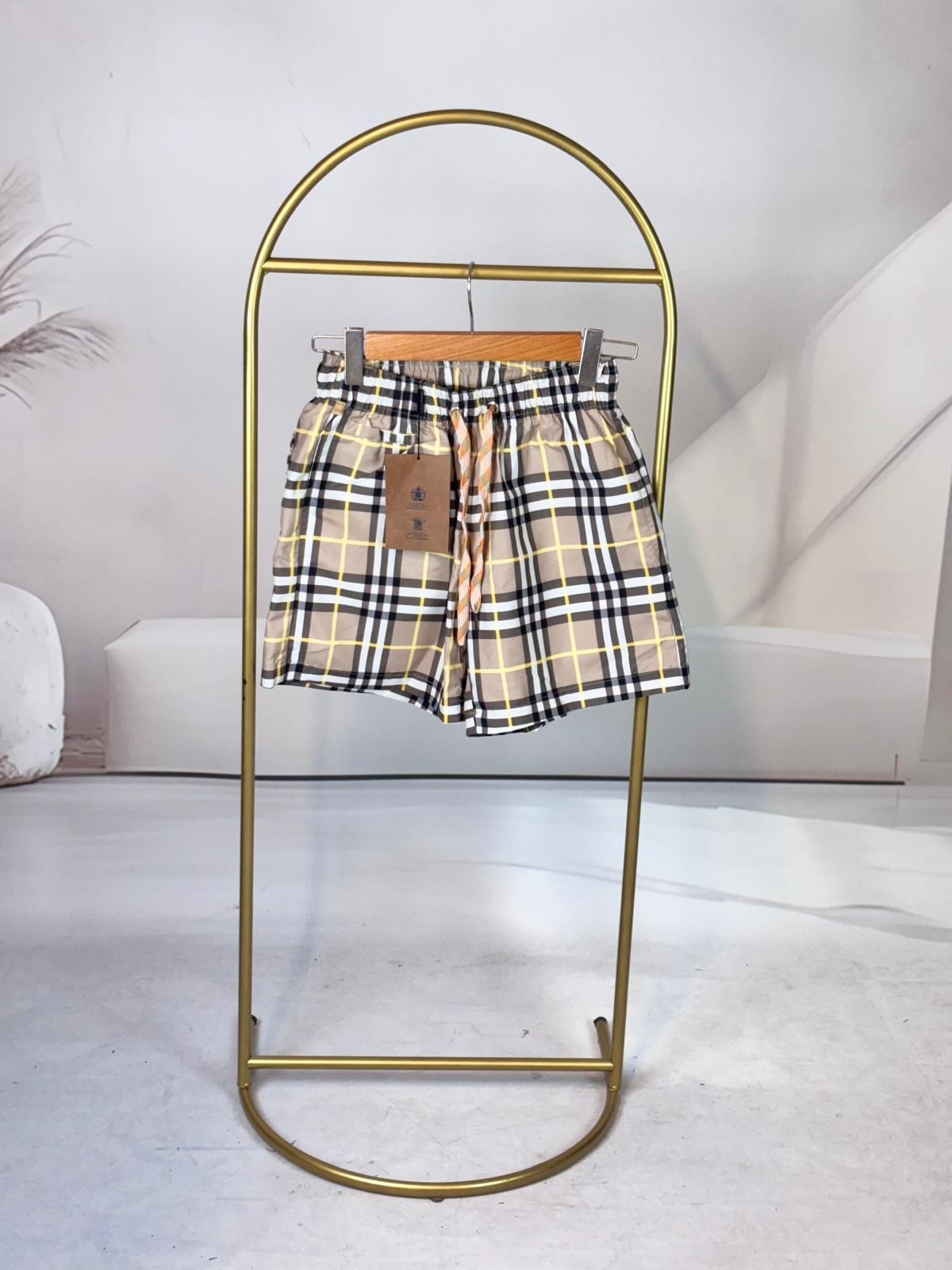 Burberry Bej Sarı Gri  Kareli Mayo Şort