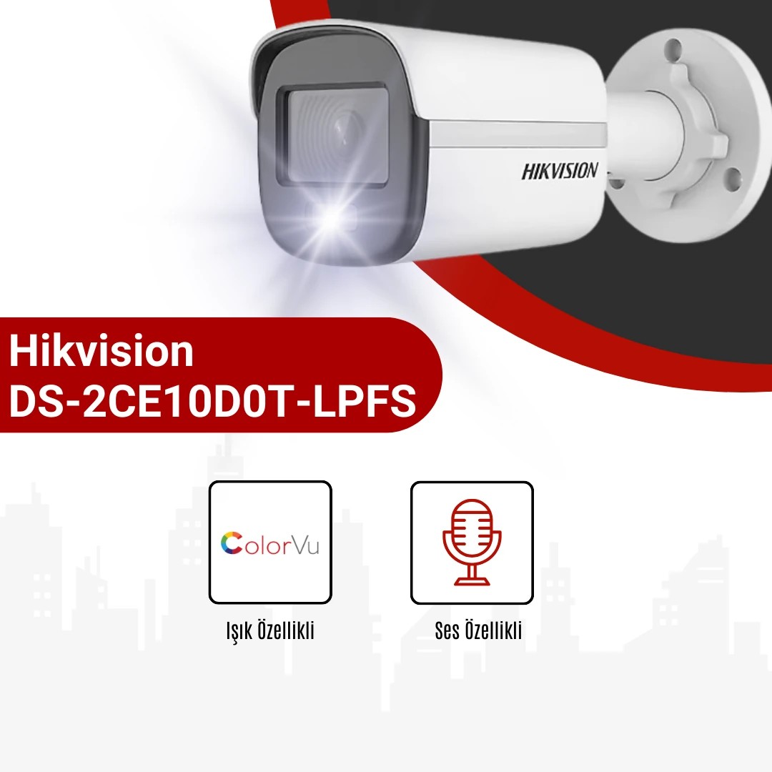 Hikvision 10DF0T-LPFS Mikrofonlu Gece Renkli Görüşlü Bullet Kamera