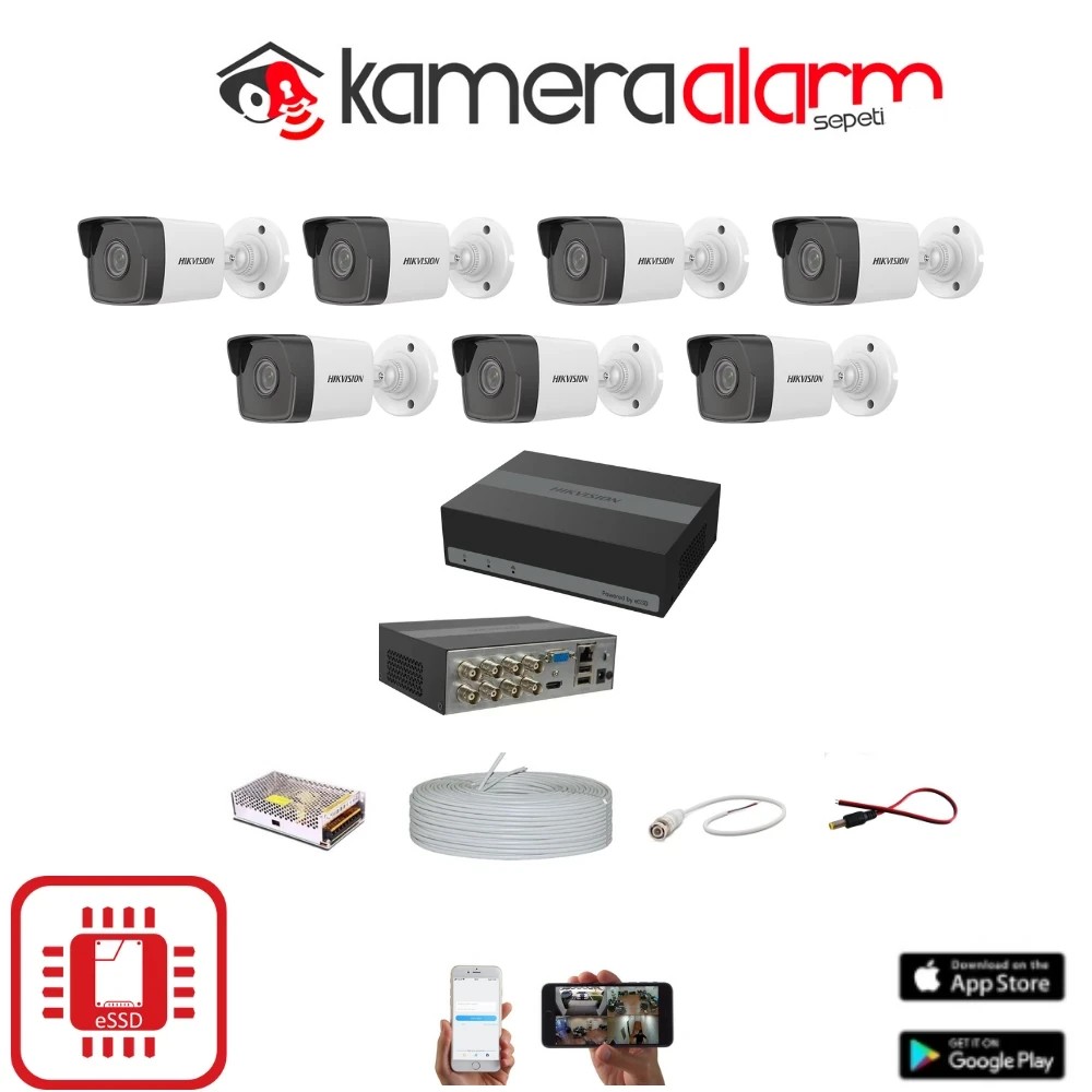 Hikvision 7 Kameralı Gece Görüşlü Kamera Seti