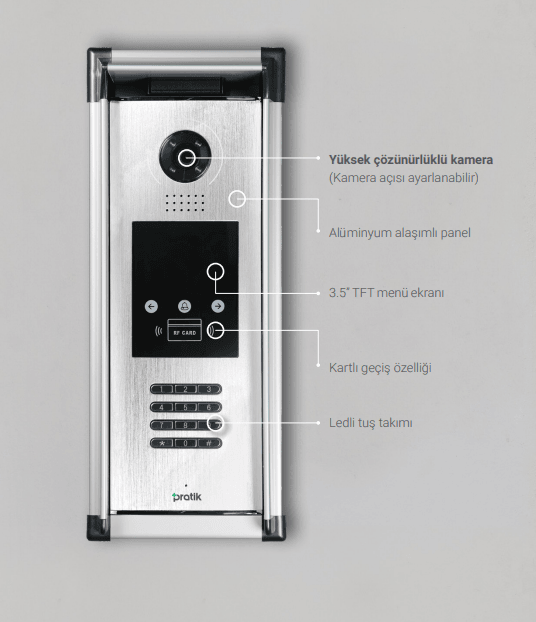 Pratik Kart 2K-180 Dijital Kameralı Renkli Dış Kapı Paneli