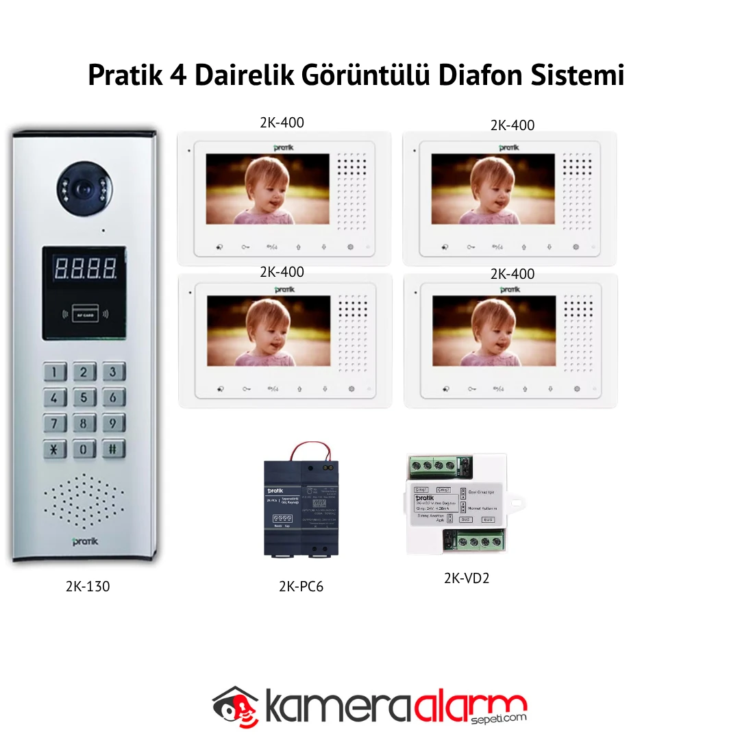 Pratik 4-12 Dairelik Görüntülü Diafon Sistemi 