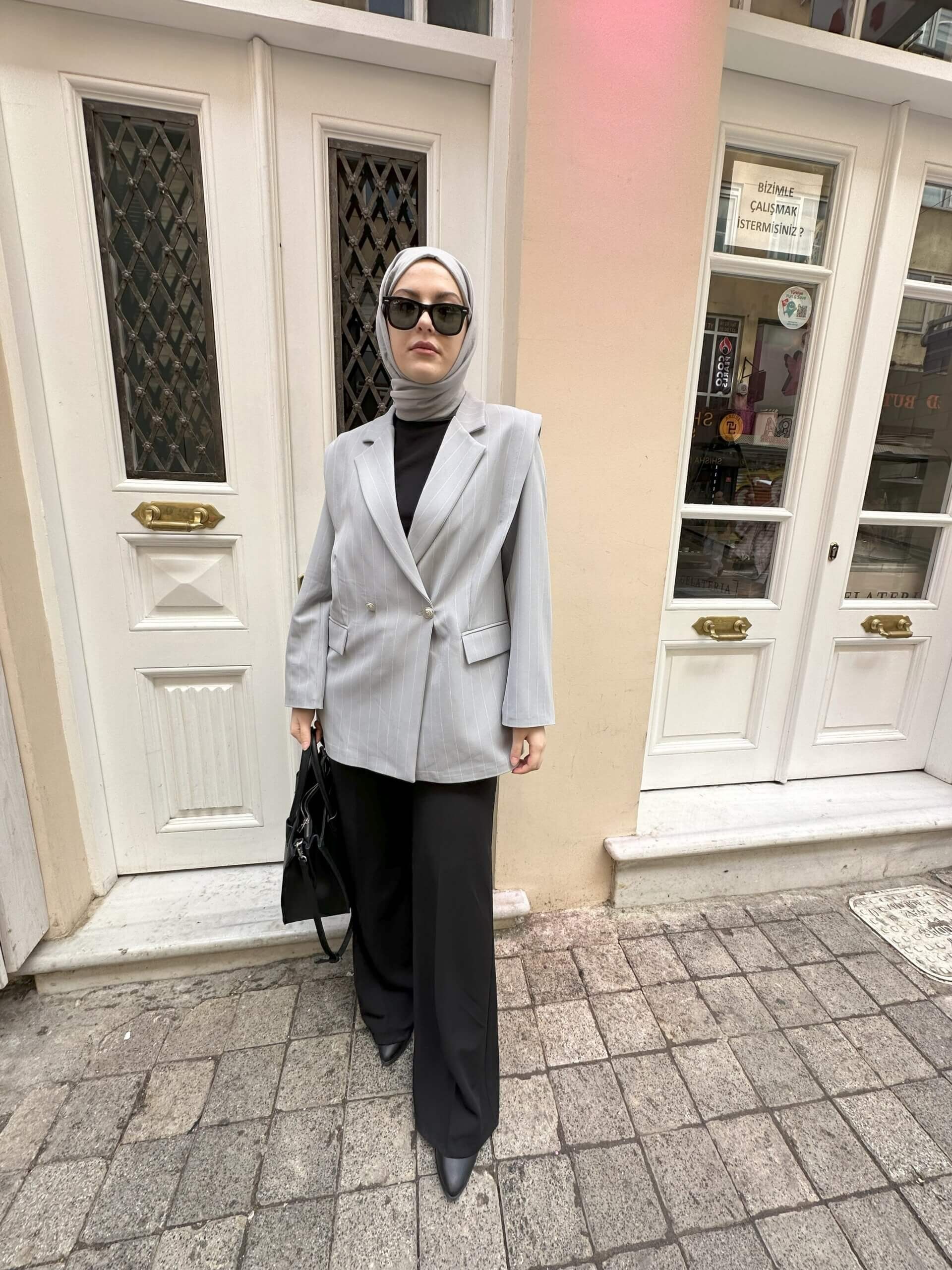 Çizgili Kol Detaylı Blazer