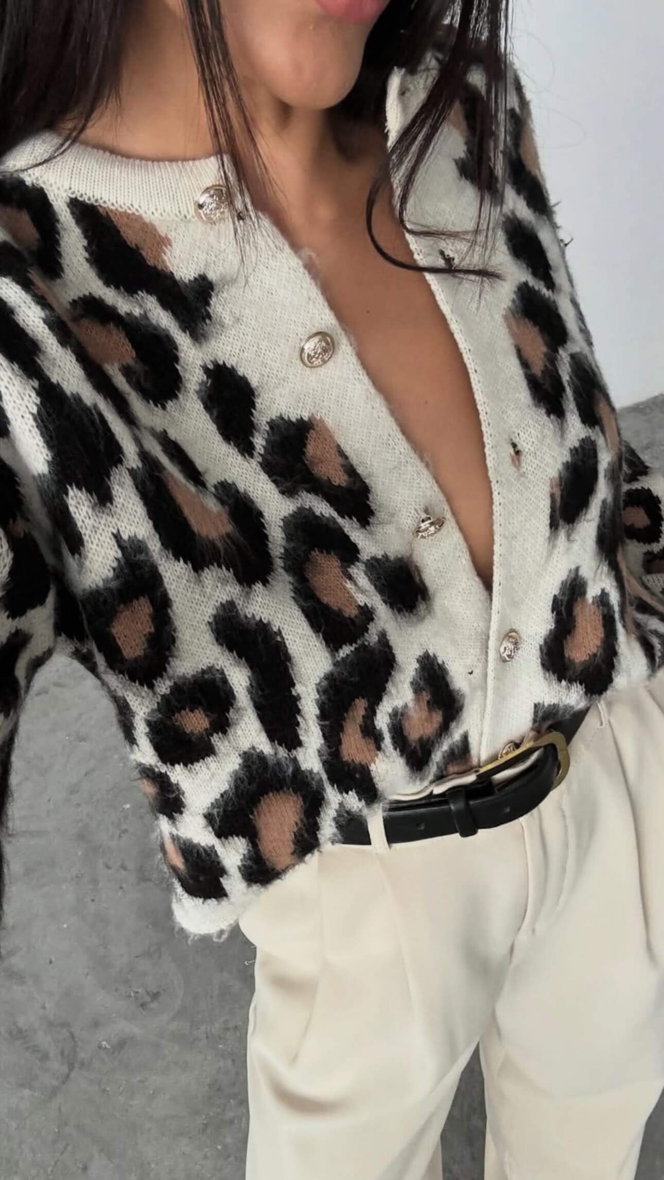 Leopar Desen Hırka