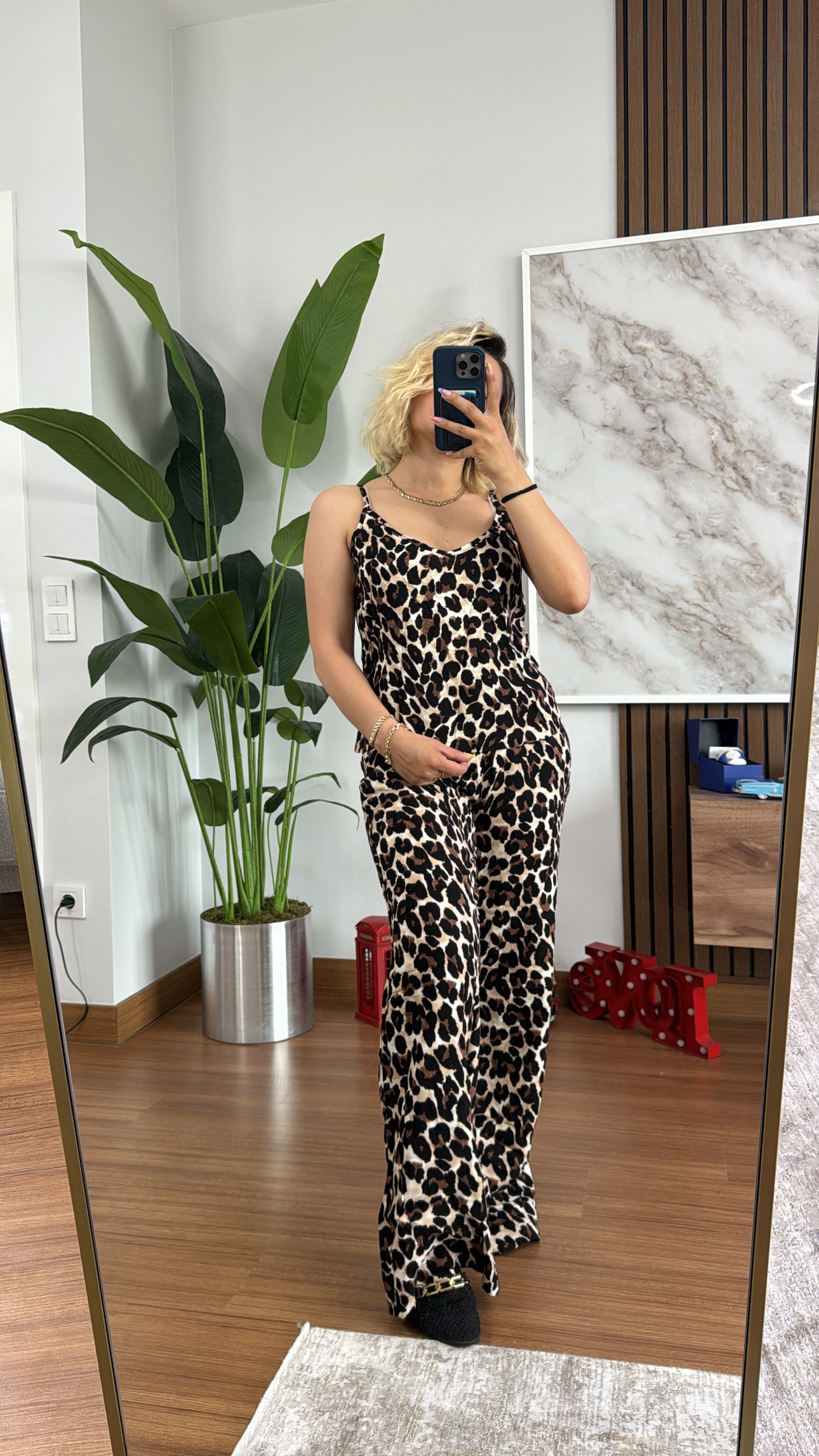 Leopar Desen Askılı Takım