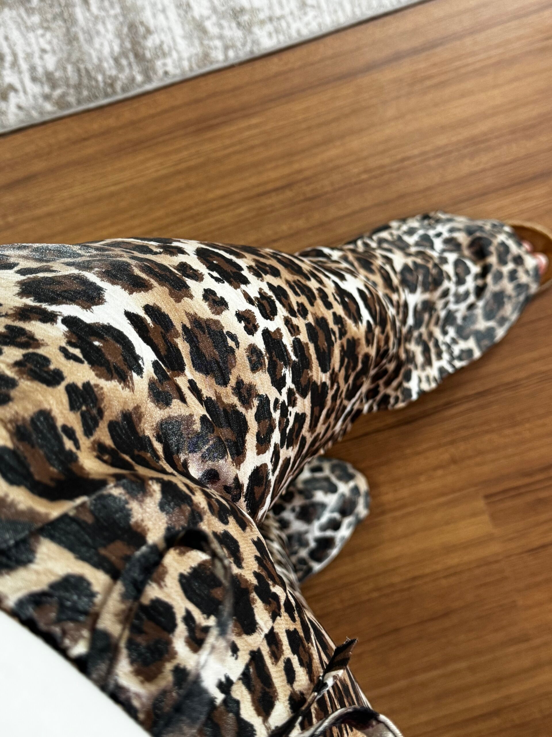 Leopar Saten Pantolon