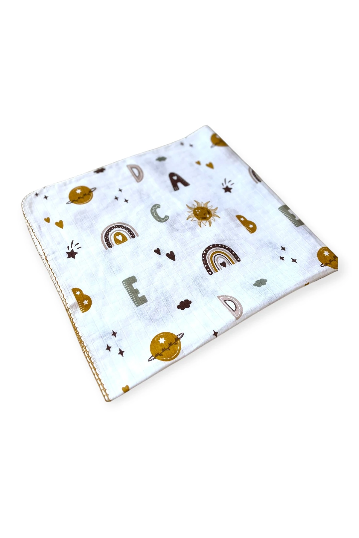 Minika Çok Amaçlı Müslin Örtü Harfler 80 x 90 Cm