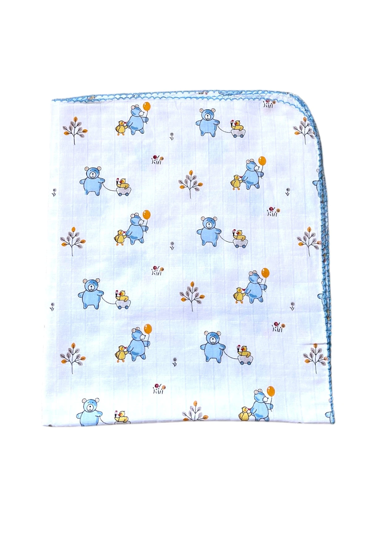 Minika Çok Amaçlı Müslin Örtü Mavi Ayıcık 80 x 90