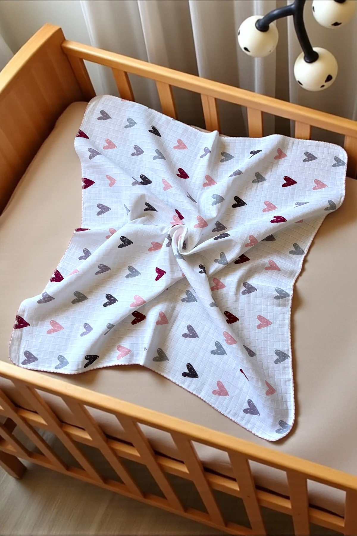 Minika Çok Amaçlı Müslin Örtü Kalp 80x90