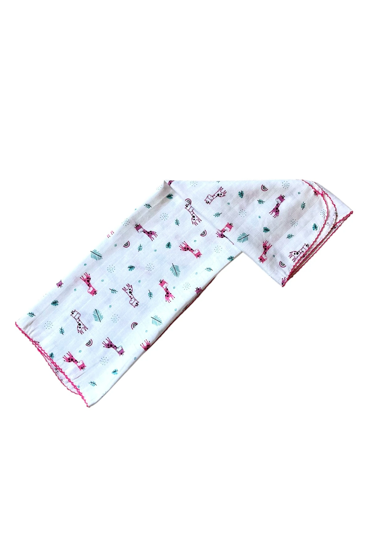 Minika Çok Amaçlı Müslin Örtü Pembe Zürafa 80 x 90 Cm