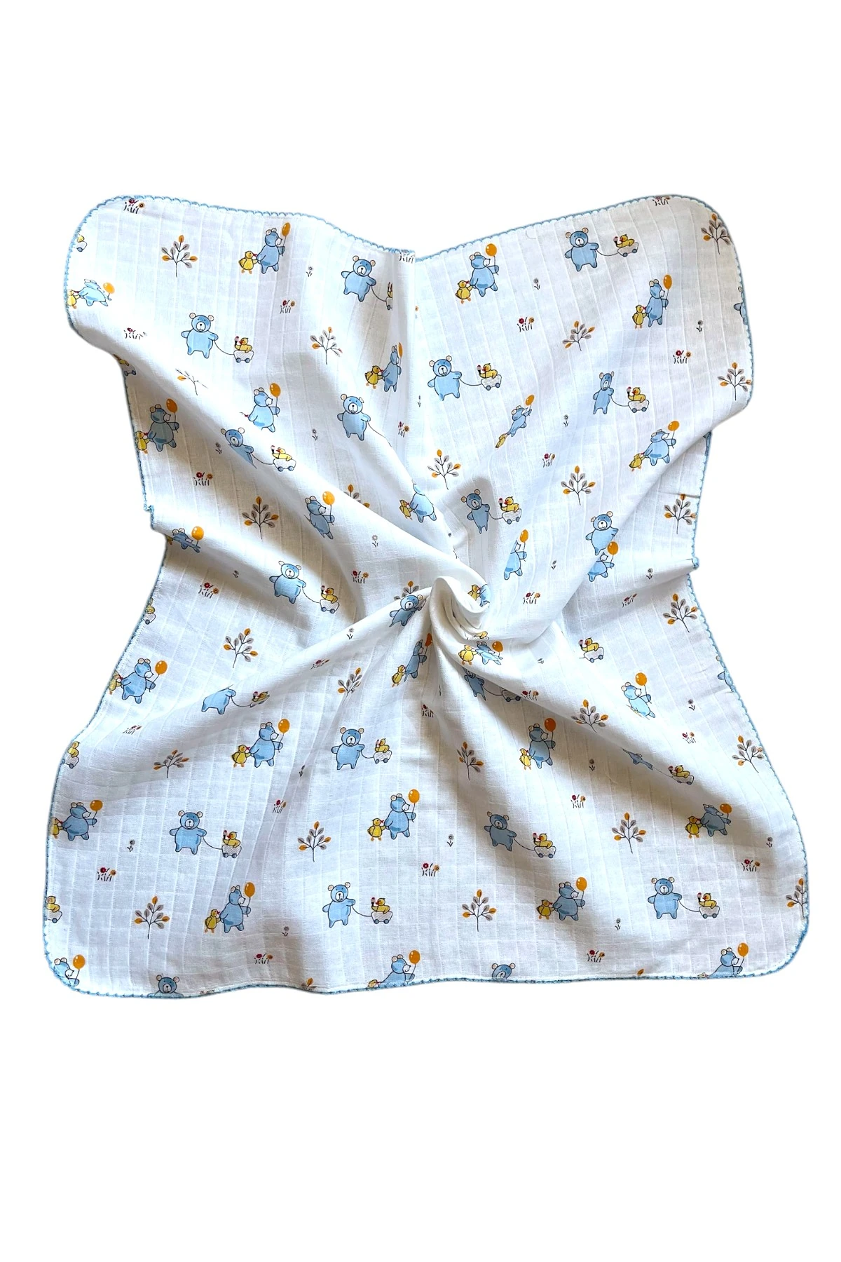 Minika Çok Amaçlı Müslin Örtü Mavi Ayıcık 80 x 90