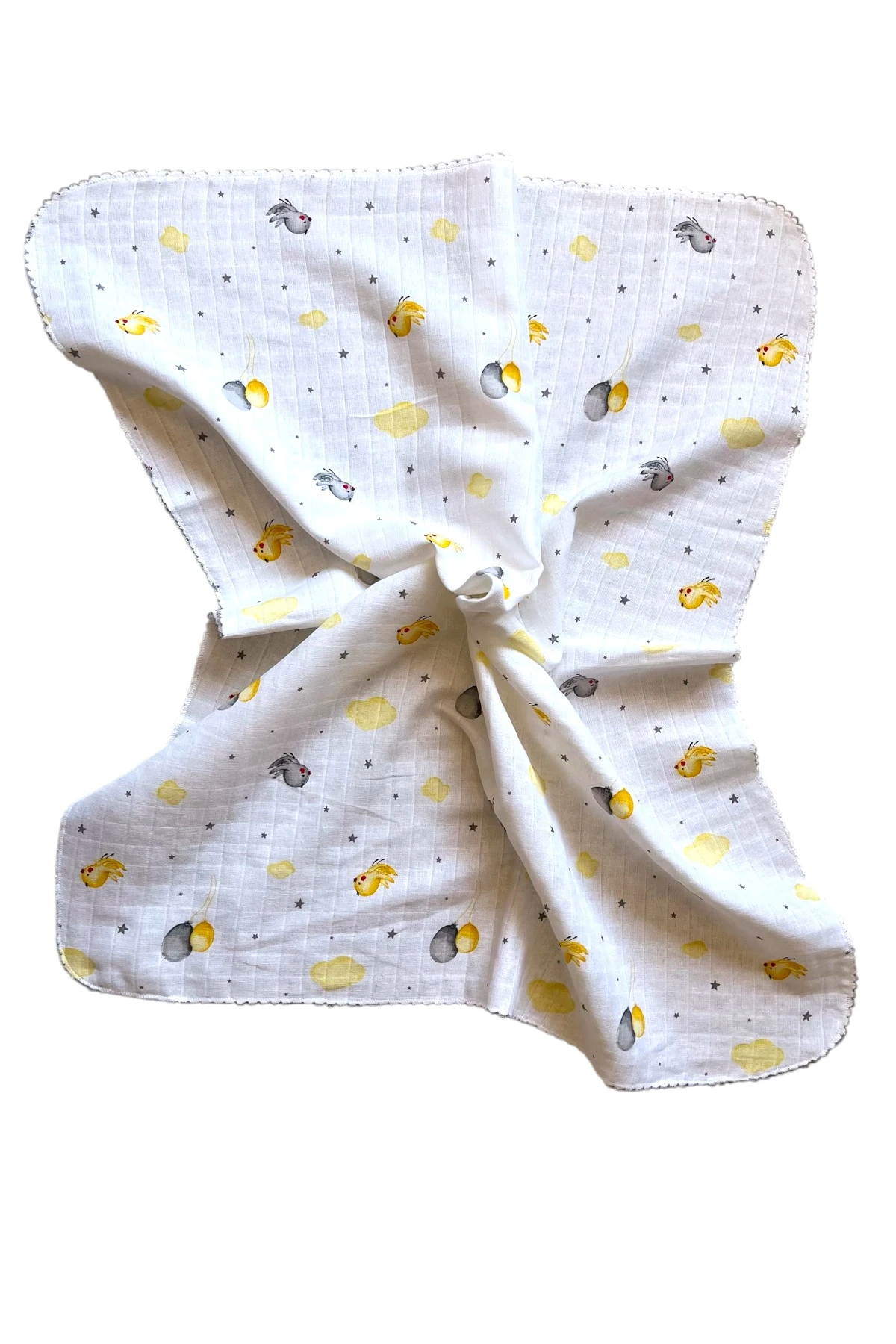 Minika Çok Amaçlı Müslin Örtü Sarı Kuş 80 x 90 Cm