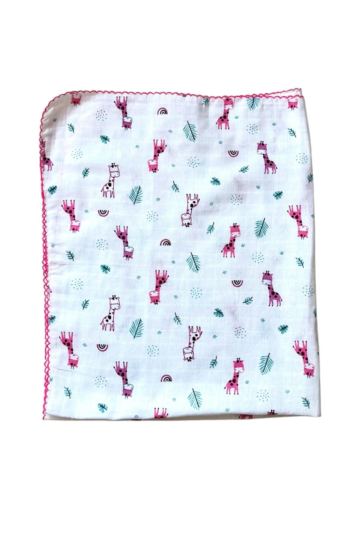 Minika Çok Amaçlı Müslin Örtü Pembe Zürafa 80 x 90 Cm