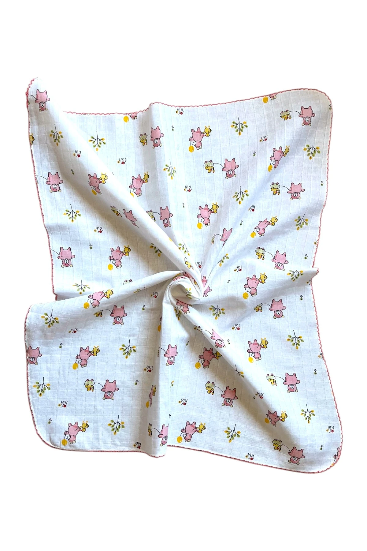 Minika Çok Amaçlı Müslin Örtü Pembe Ayıcık 80 x 90 Cm