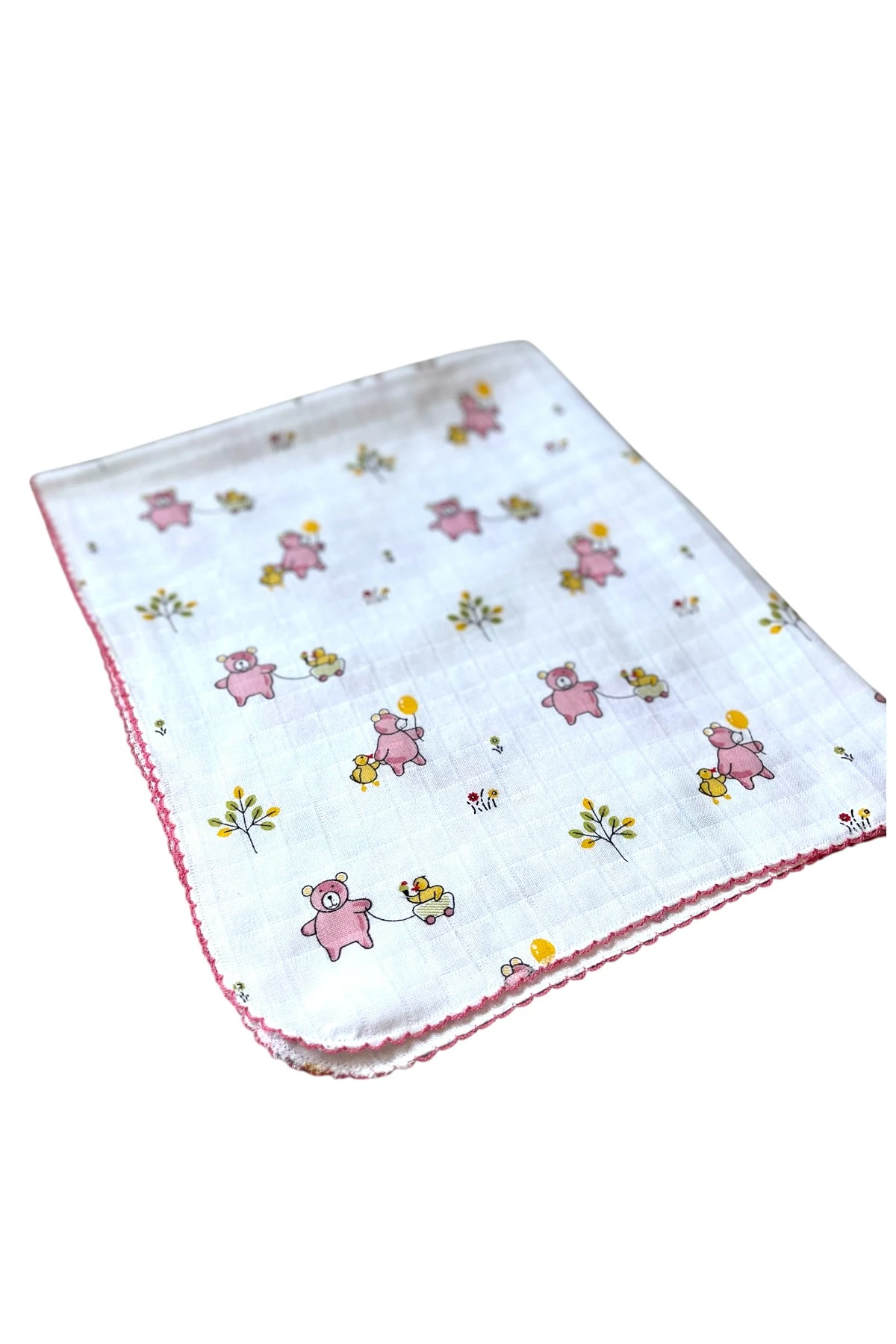 Minika Çok Amaçlı Müslin Örtü Pembe Ayıcık 80 x 90 Cm