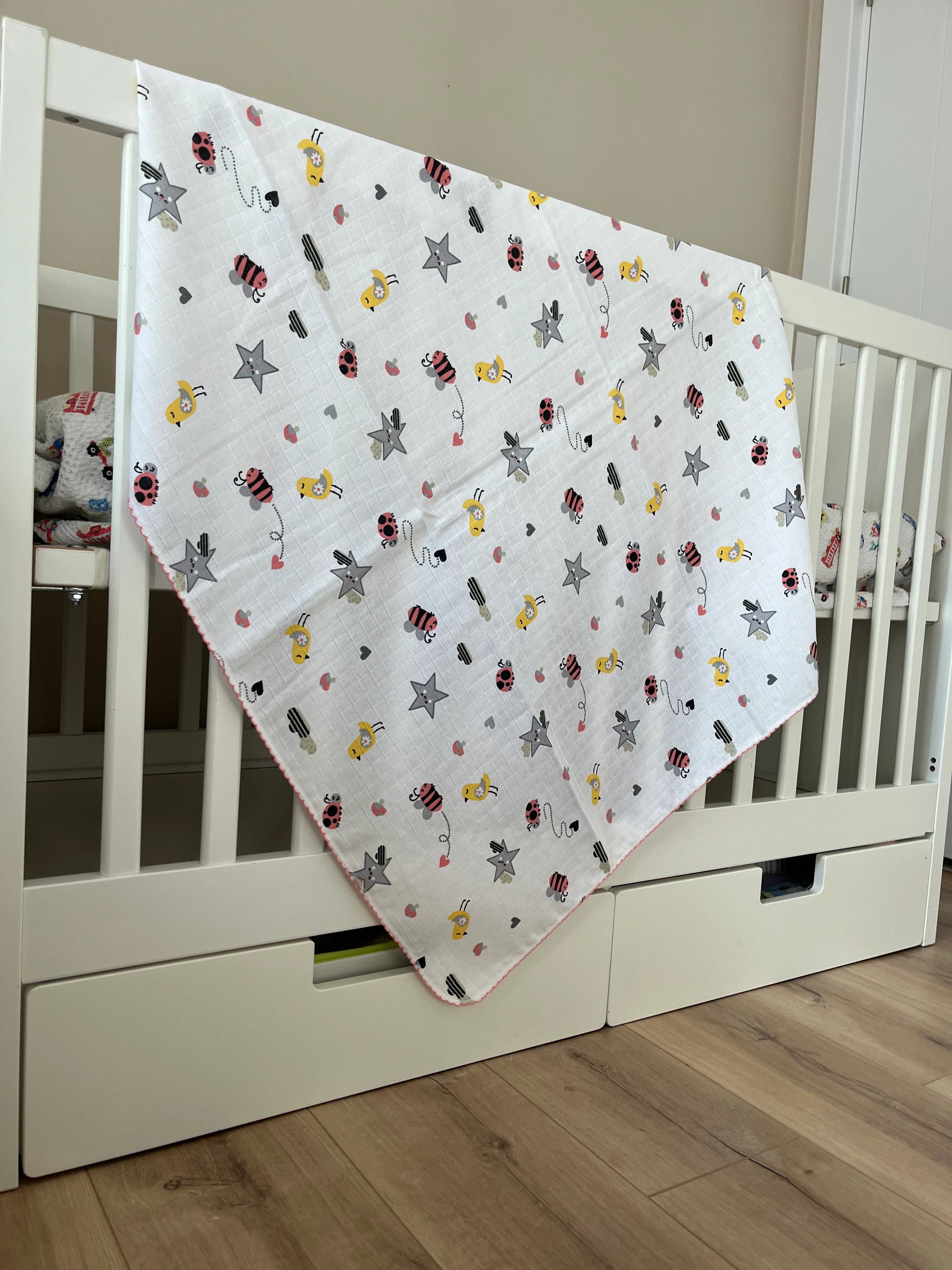 Minika Çok Amaçlı Müslin Örtü Uğur Böceği 80 x 90 Cm