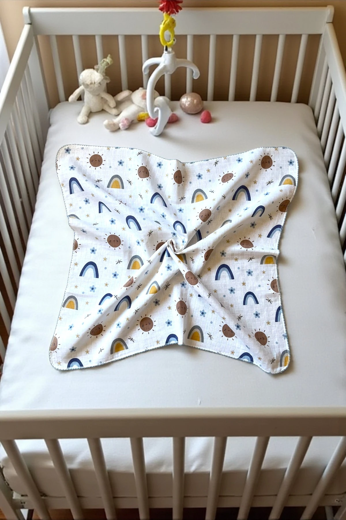 Minika Çok Amaçlı Müslin Örtü Mavi Güneş 80 x 90